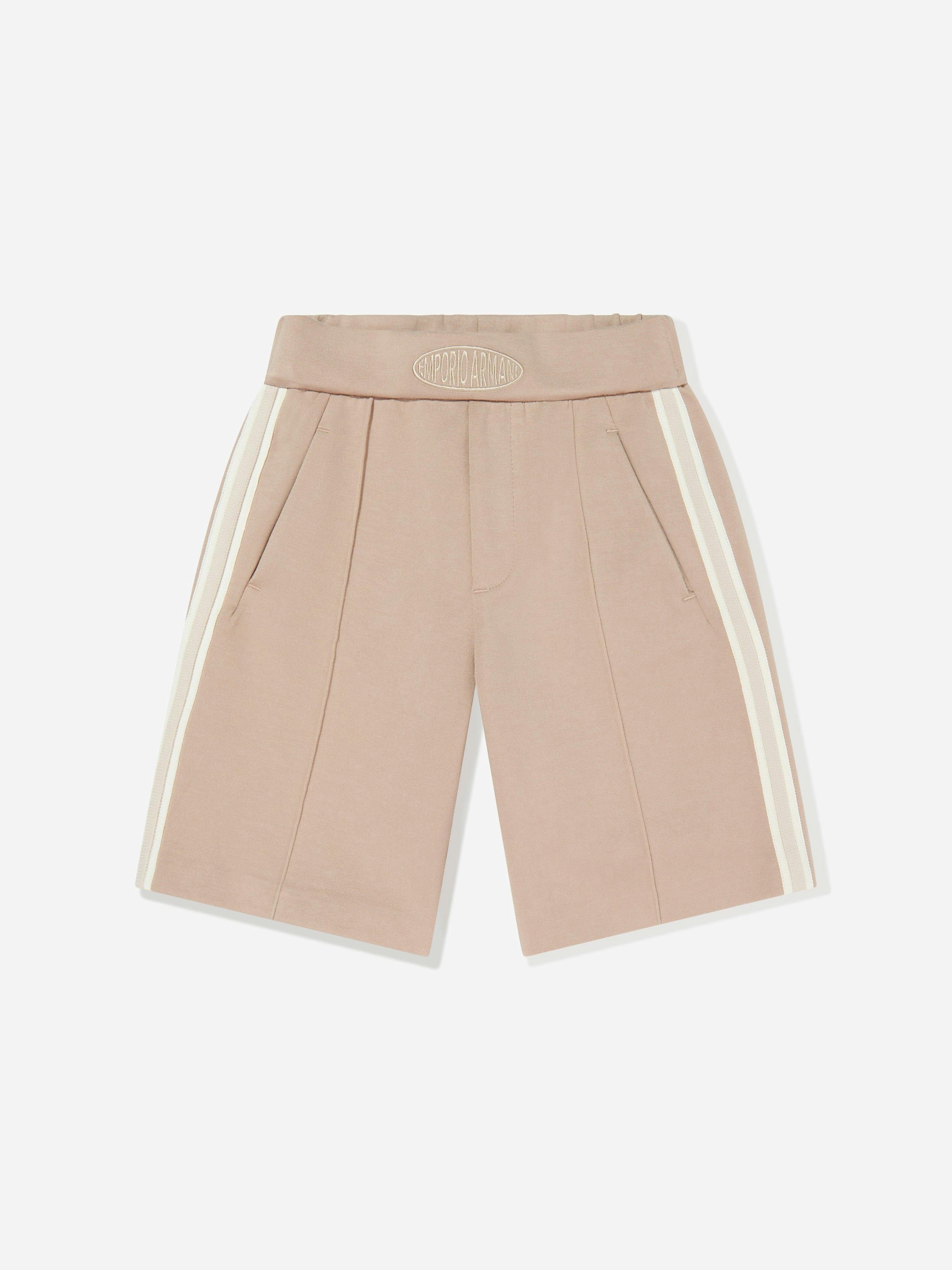 Emporio Armani Boys Beige Logo Shorts In - Camel - 6 Yrs