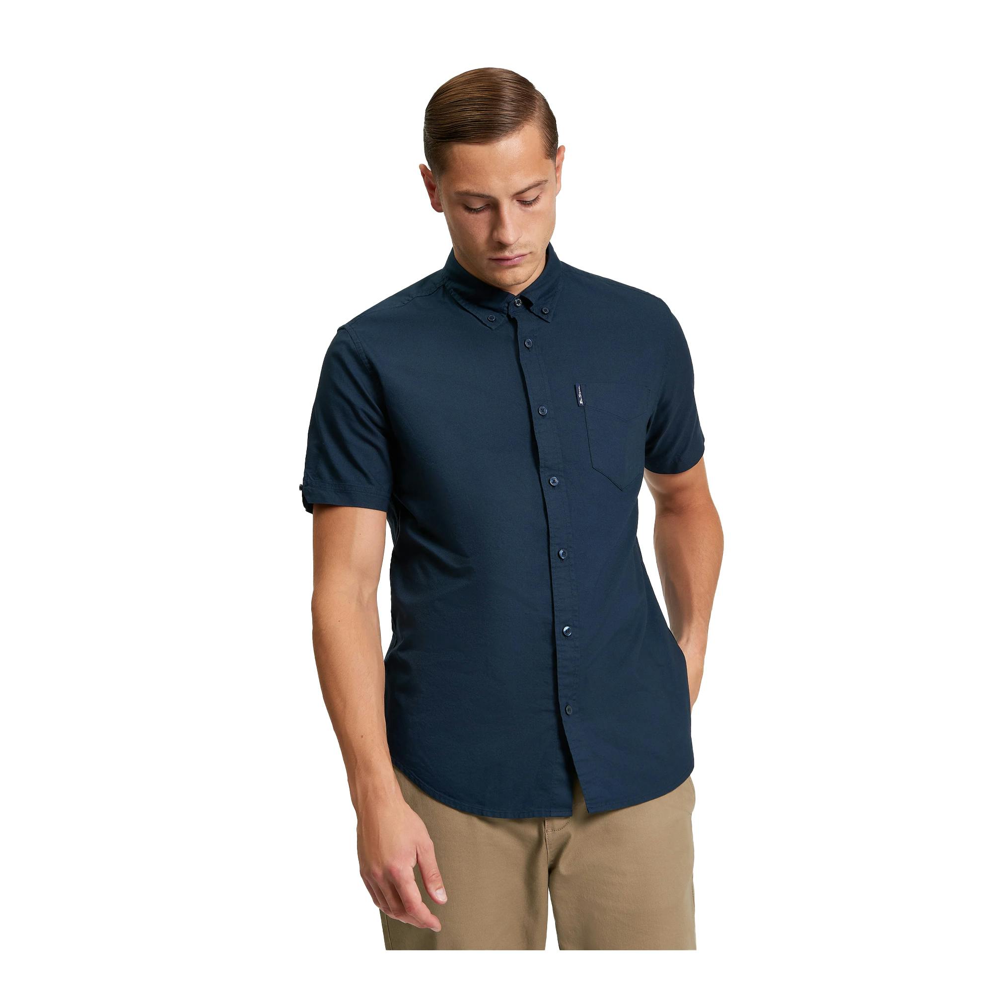 Ben Sherman Men's Dark Signature Oxford Short-Sleeved Shirt - Navy - M - Navy - 100% Organic Cotton