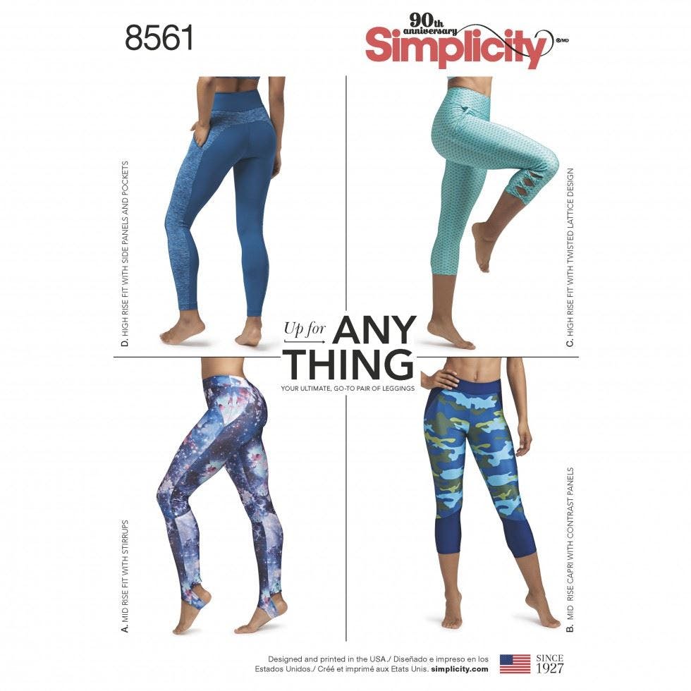 Simplicity Women's Sewing Pattern 8561, Leggings, Sportswear For Aa (Xs-S-M-L-Xl) - Intermediate - Aa (Xs-S-M-L-Xl)