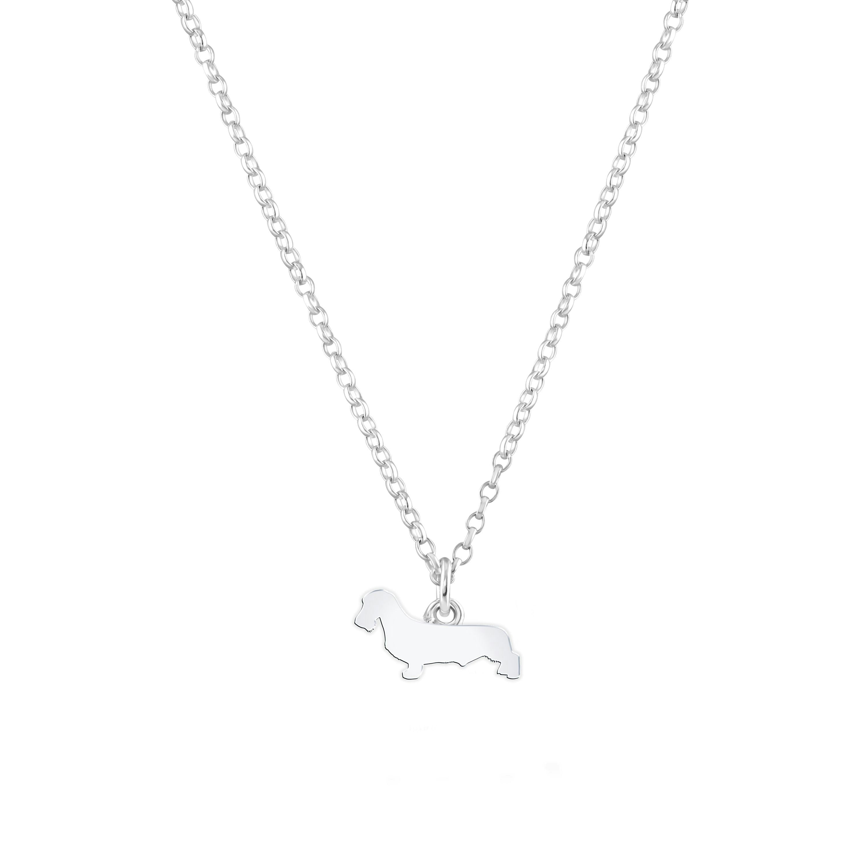 Mylee London Silver Wirehaired Dachshund Silhouette Necklace - Personalised - Yes