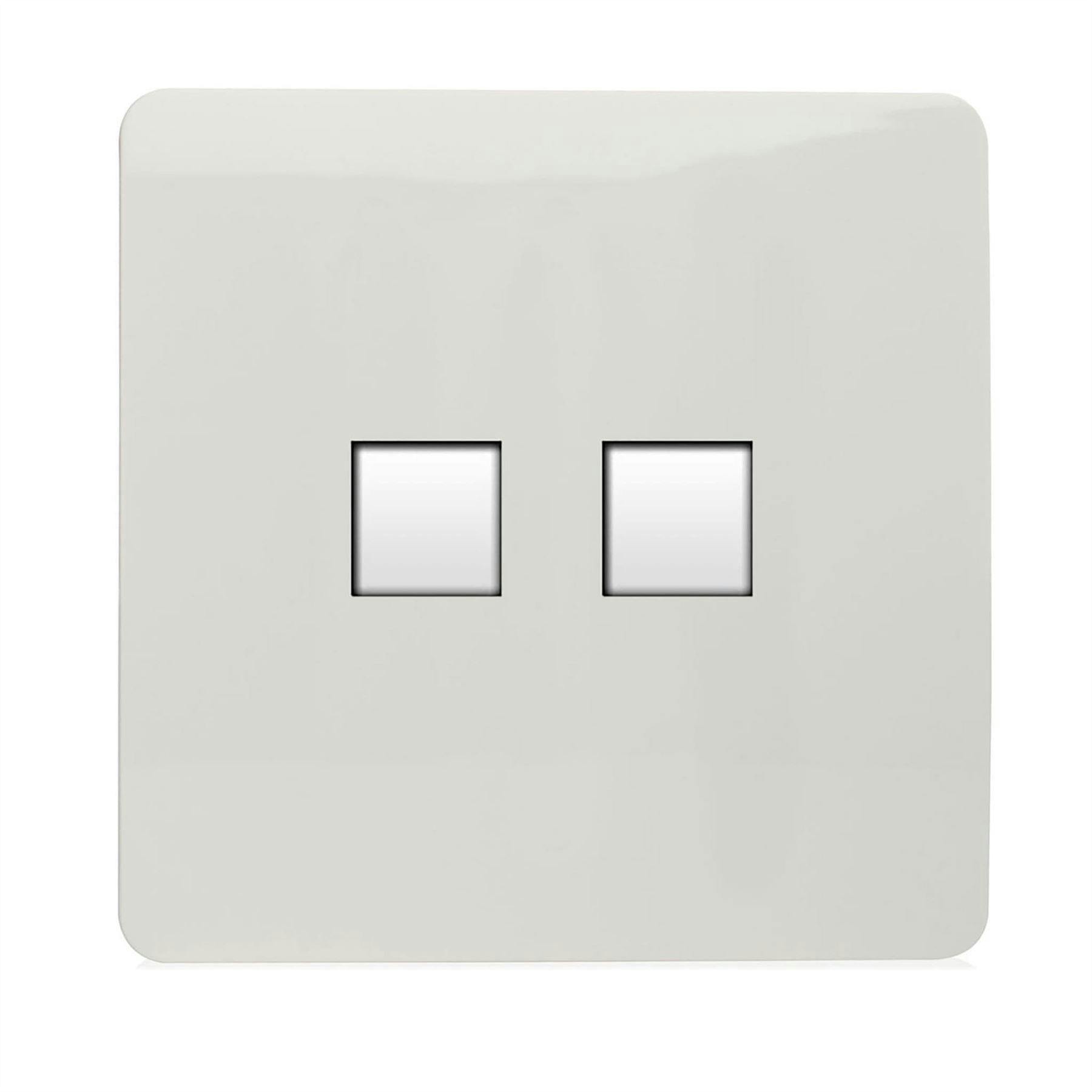 Trendi Switch White 2 Gang Cat 3 Telephone Slave Socket In Ice
