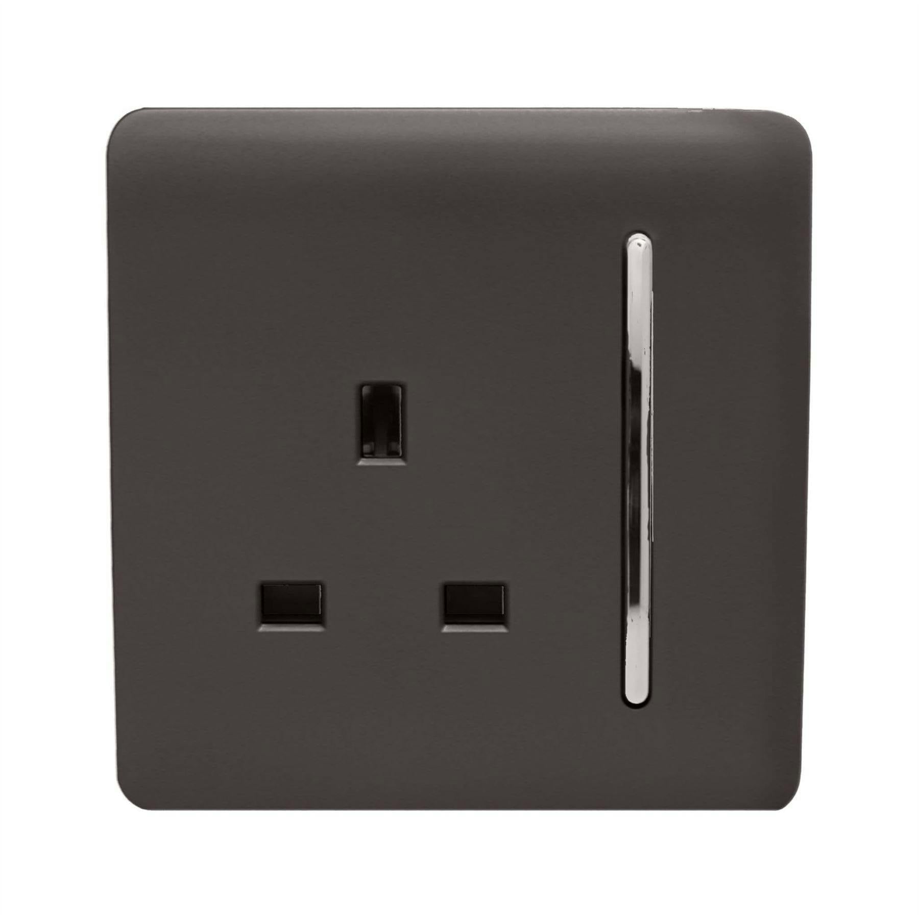 Trendi Switch Dark/Brown 1 Gang 13 Amp Switched Plug Socket In Mocha - Image 8