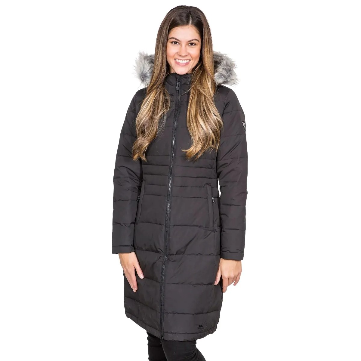 Trespass Women's Black Phyllis Long Down Parka Jacket - Large