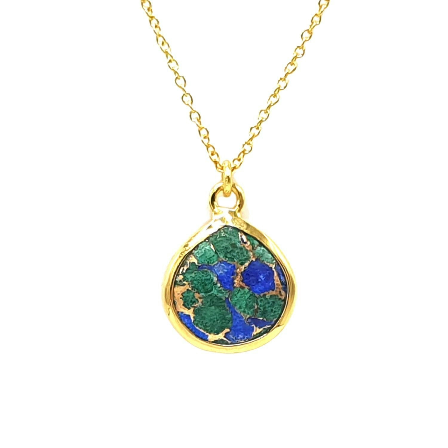 Harfi Gold 18Ct Vermeil Plated Azurite & Malachite Necklace