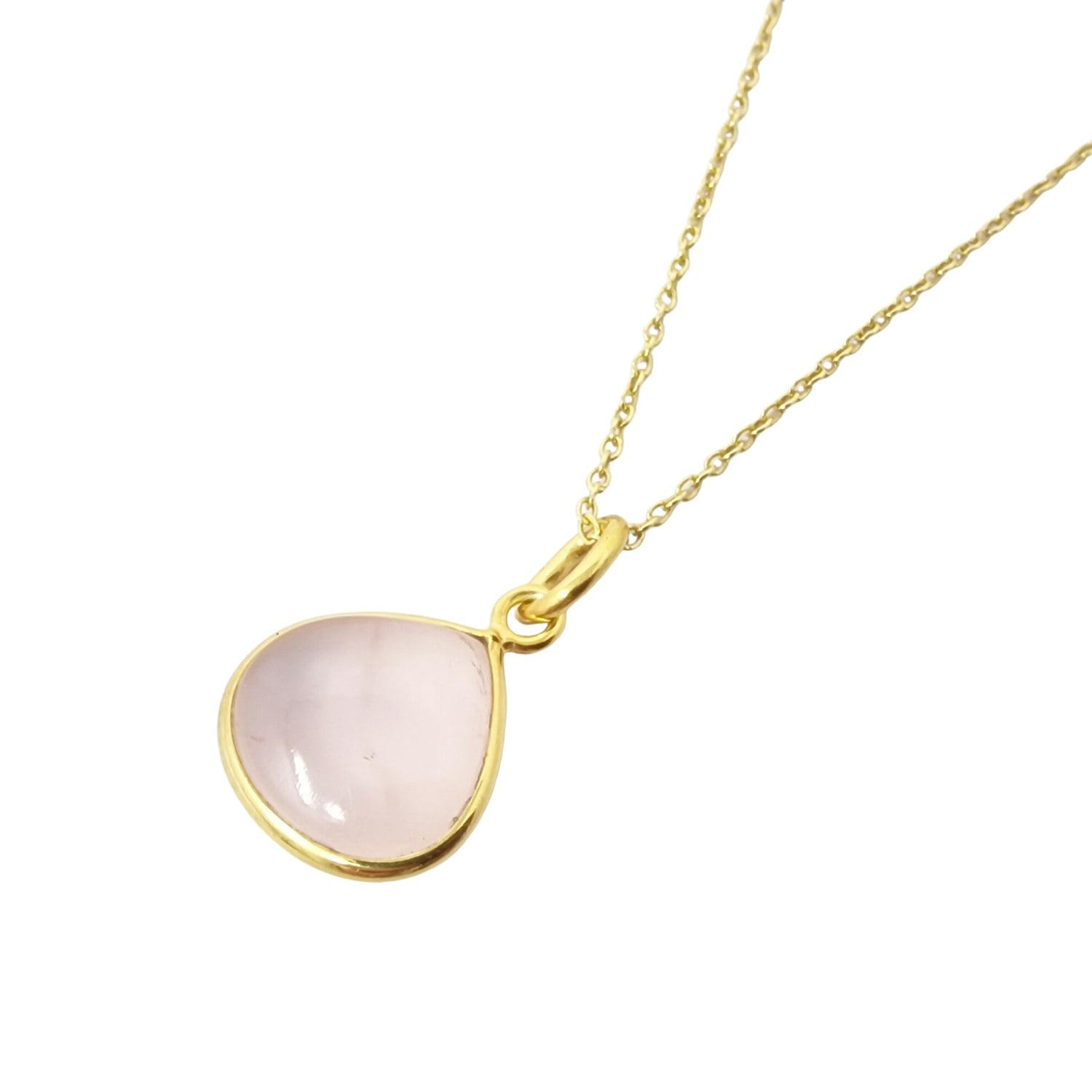 Harfi Gold 18Ct Vermeil Plated Rose Quartz Pendant Necklace