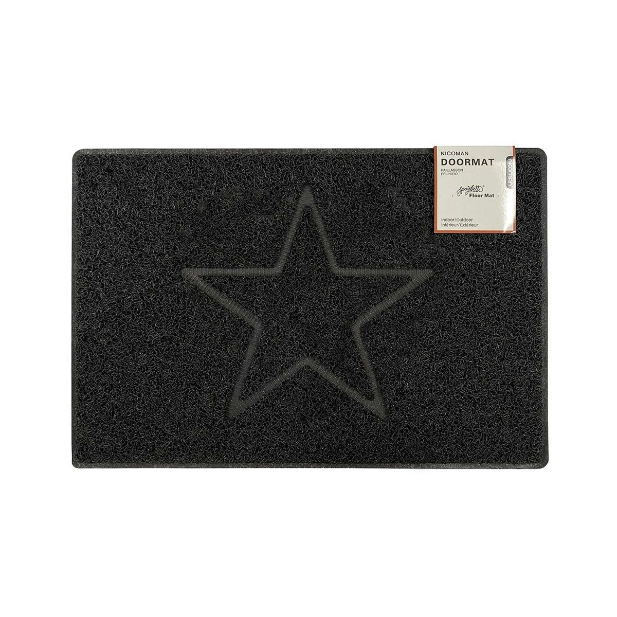 Rackhams Black Star Medium Embossed Doormat In - Vinyl - 1
