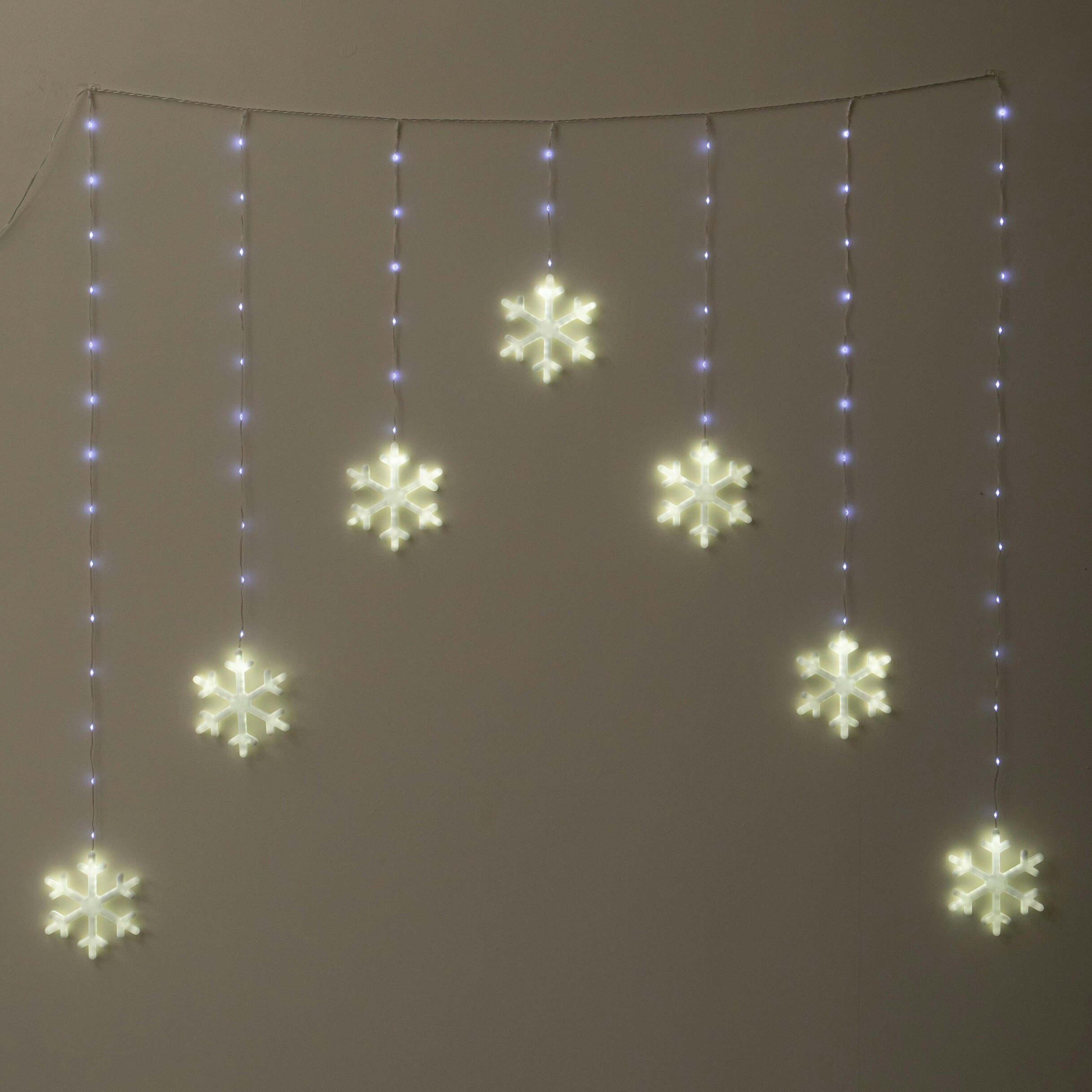 Samuel Alexander 1.2M X 1.2M Neon Snowflake Curtain Lights, 588 White Leds - Image 5