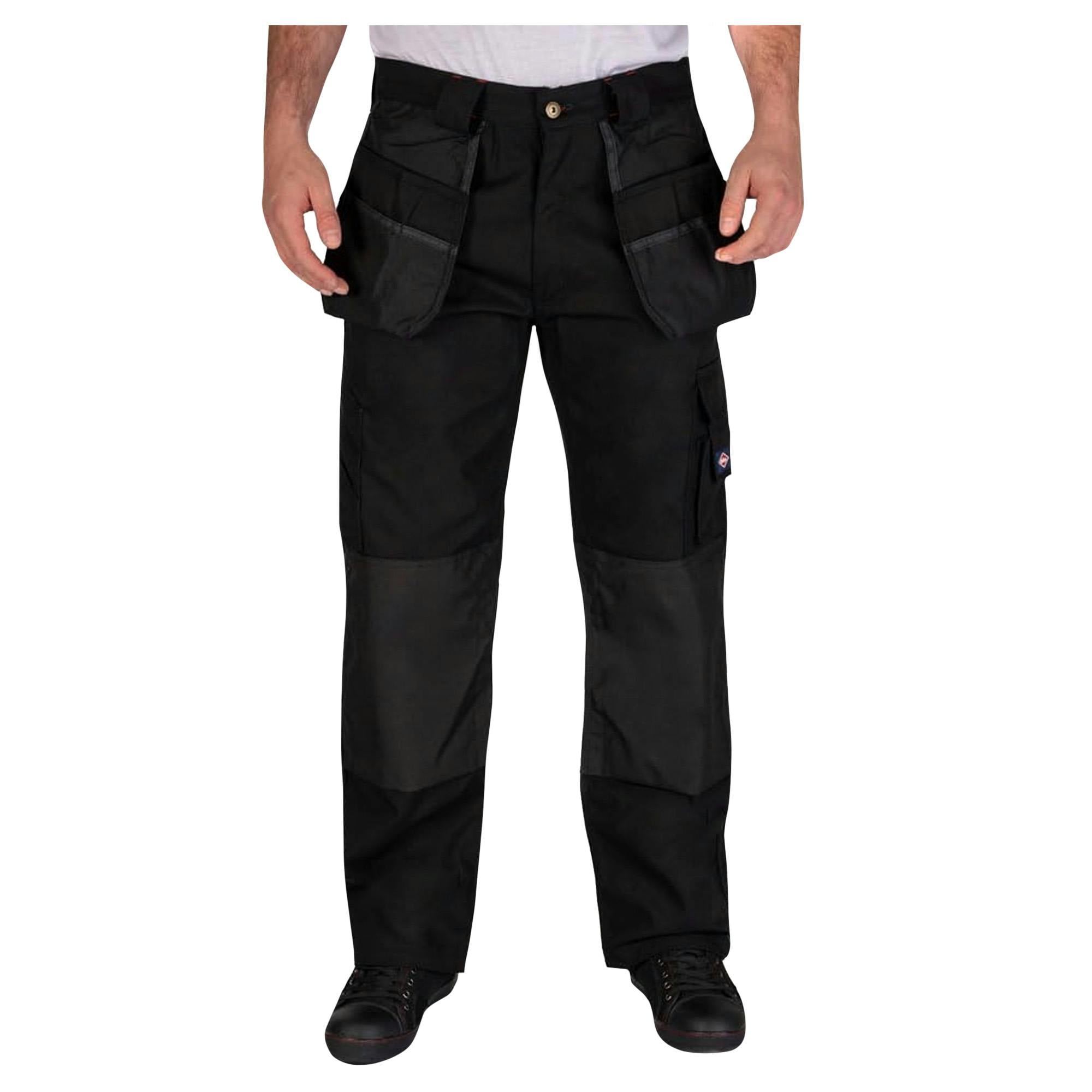 Lee Cooper Men's Black Holster Pocket Work Cargo Trousers - 38R - 65% Polyester/35% Cotton