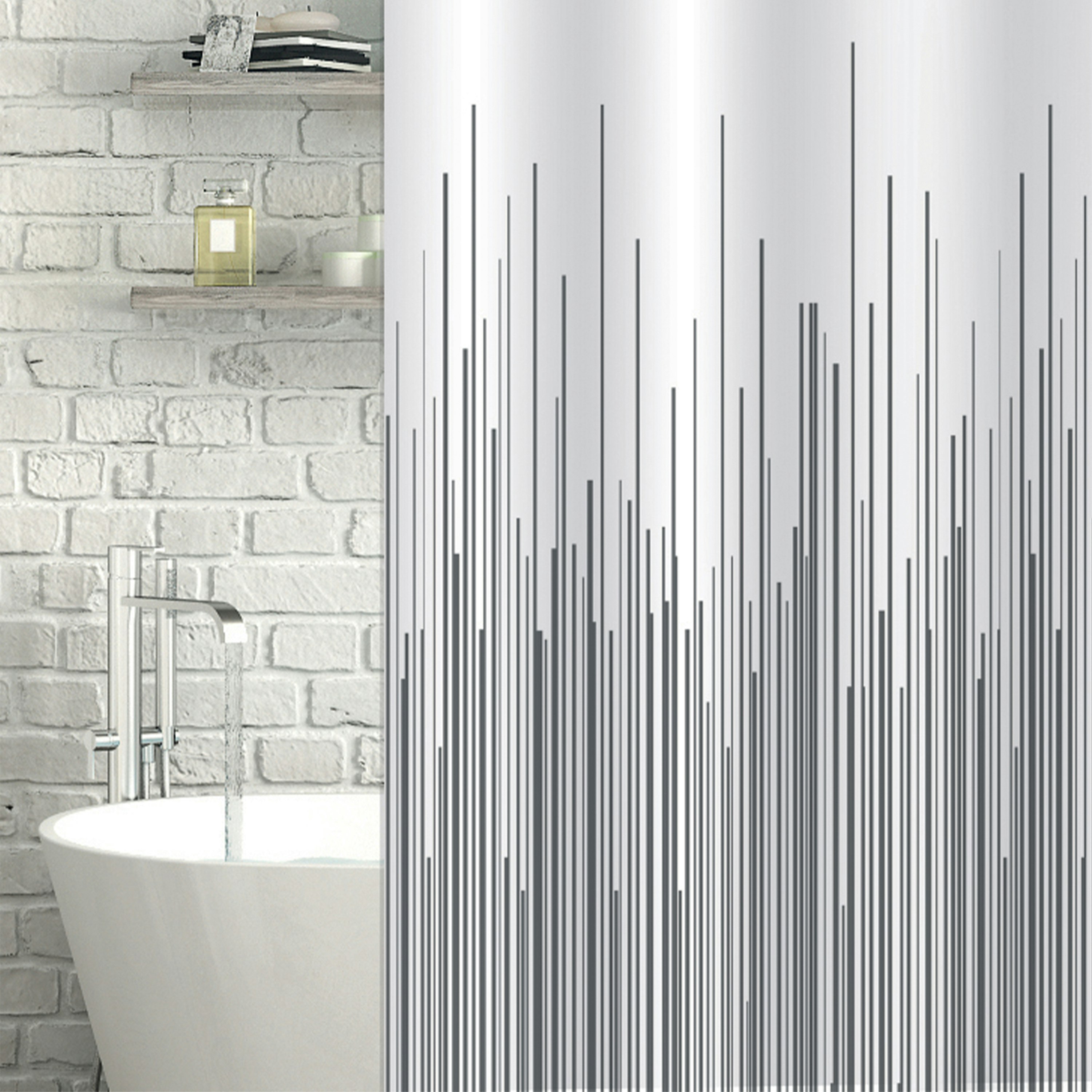 Showerdrape White/Grey City & Shower Curtain