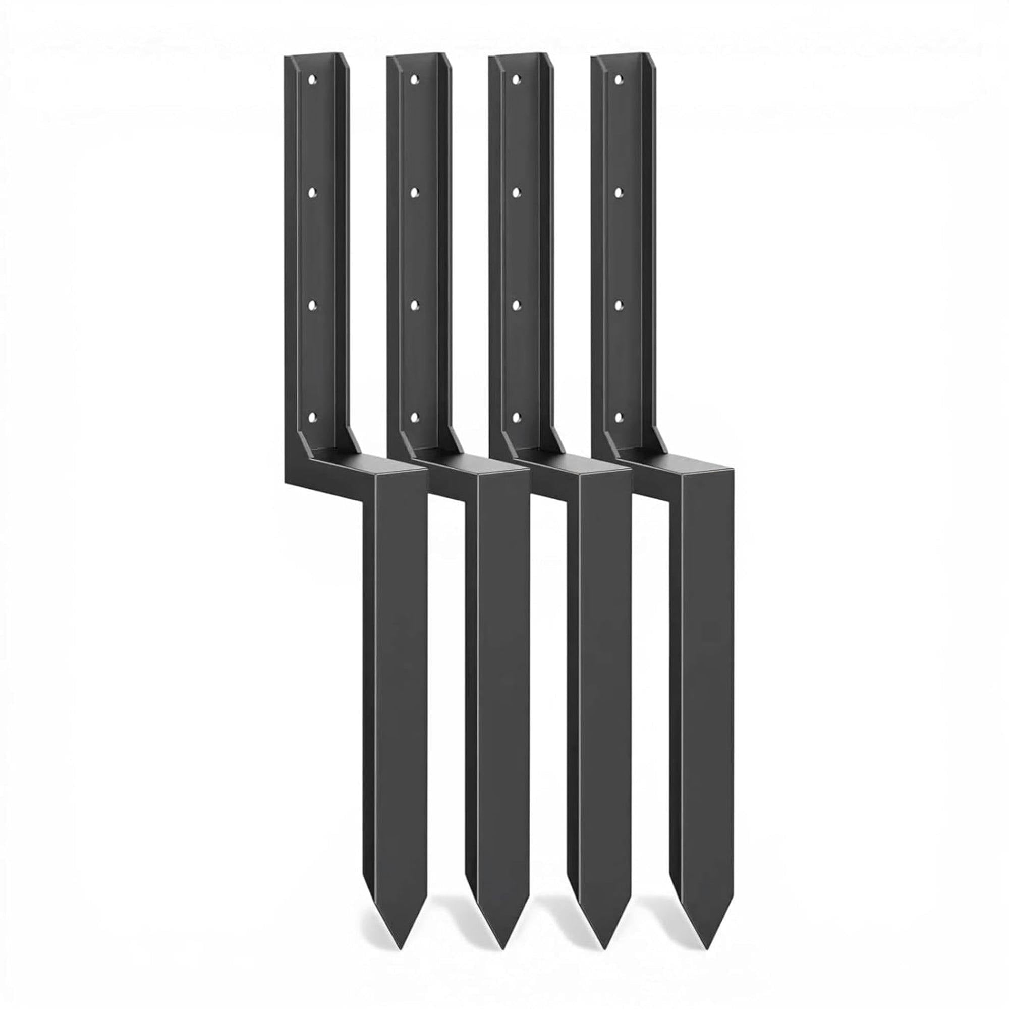 Rackhams Black Metal Fence Post Support Brackets - 6Pcs