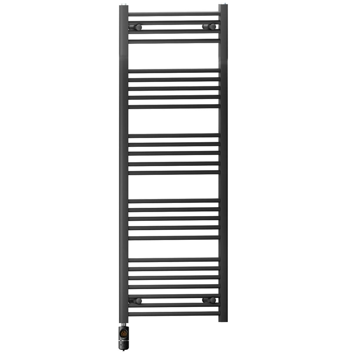 Myhomeware Black 550 X 1400 Mm Matt Electric Bathroom Towel Rail Radiator Heater With Af Thermostatic Electric Element Pre-Filled