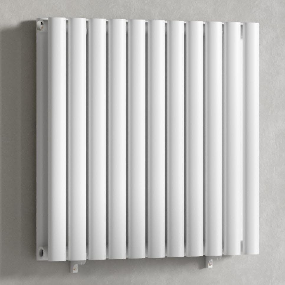 Myhomeware White 660 X 600 Mm Modern Horizontal Column Designer Radiator Oval Double Panel Radiator Heater