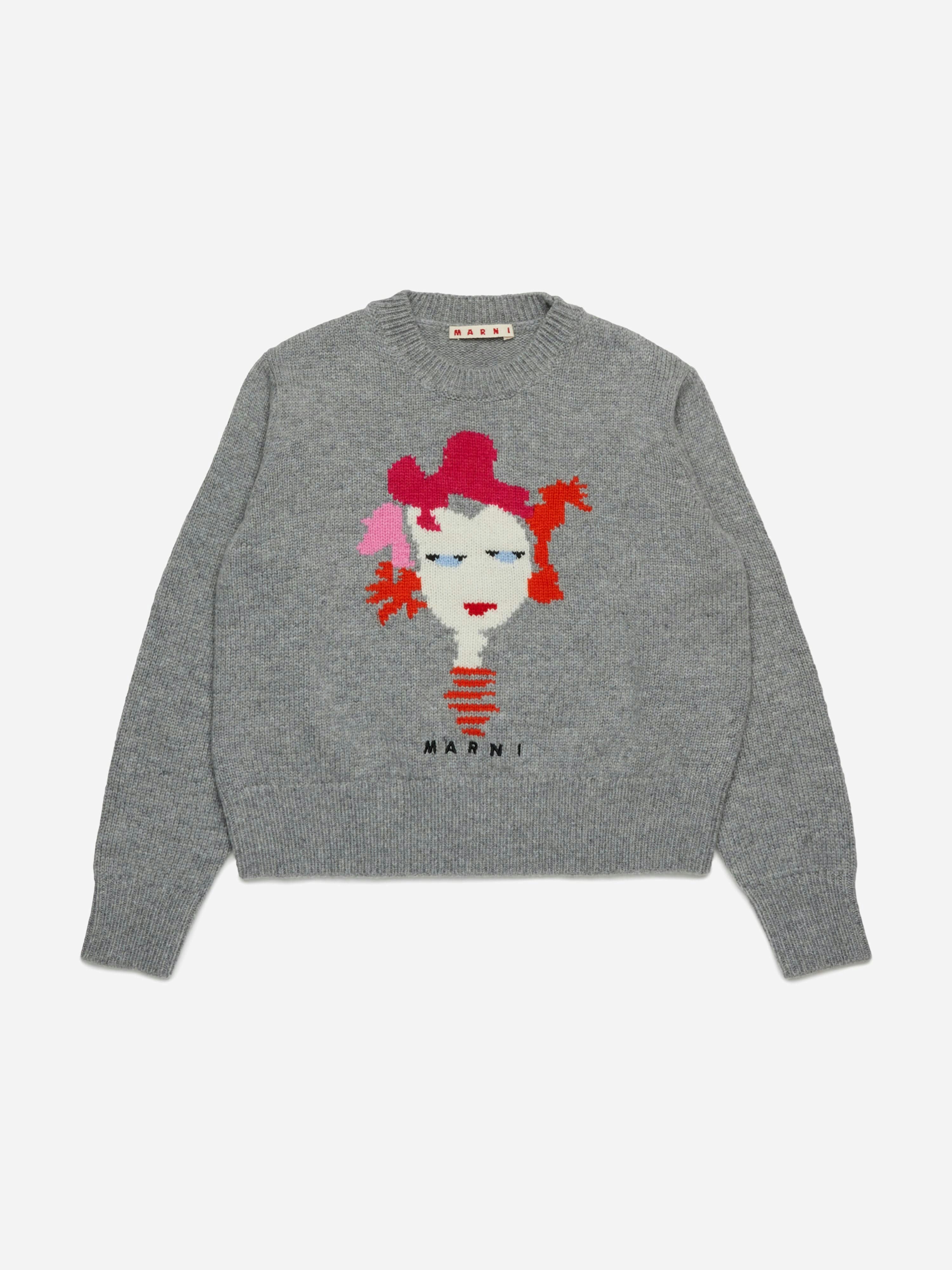 Marni Kids Girls Grey Marni Wool Rock Doll Jumper In - 12 Yrs