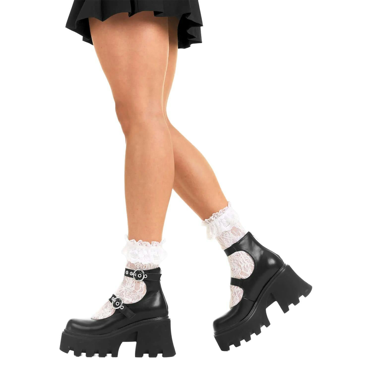 Lamoda Women's Black Slow Jamz Chunky Platform Ankle Boots Trendy Streetwear Fashion - Uk4