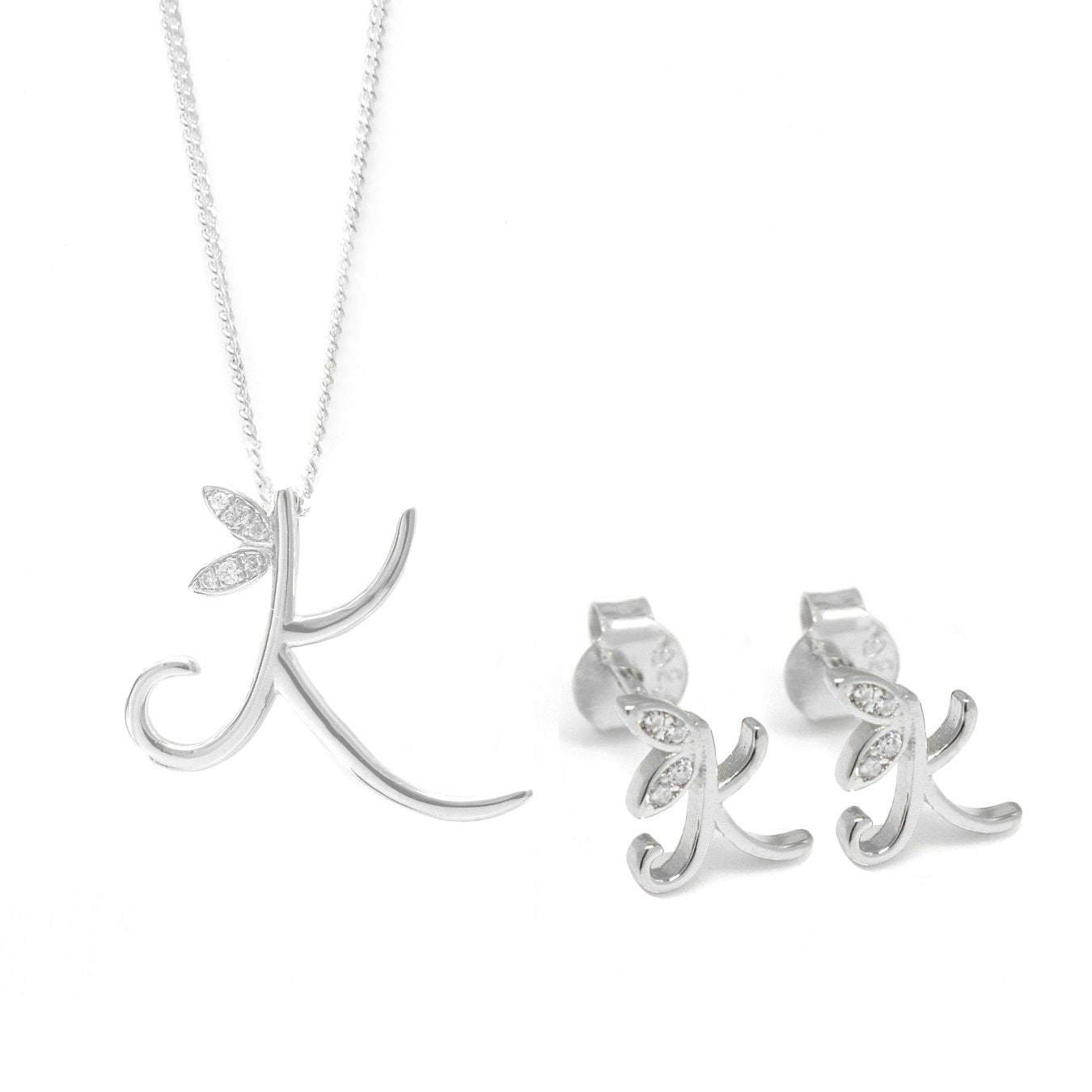 Say It With Silver Winged Initial Earring Gift Set - K