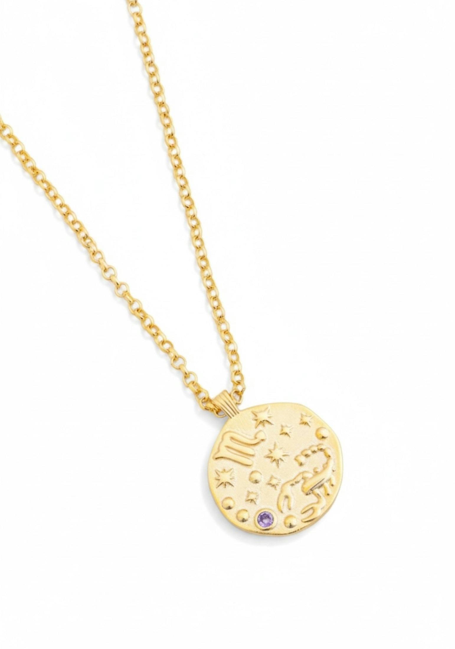 Latelita Gold Zodiac Birthstone Talisman Necklace Scorpio