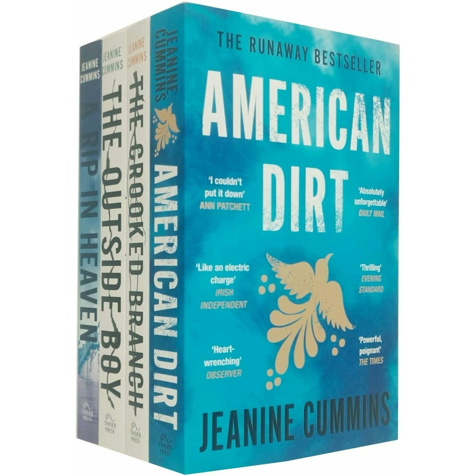 Tinder Press Boys Jeanine Cummins 4 Book Set (American Dirt, The Crooked Branch, The Outside & A Rip In Heaven)