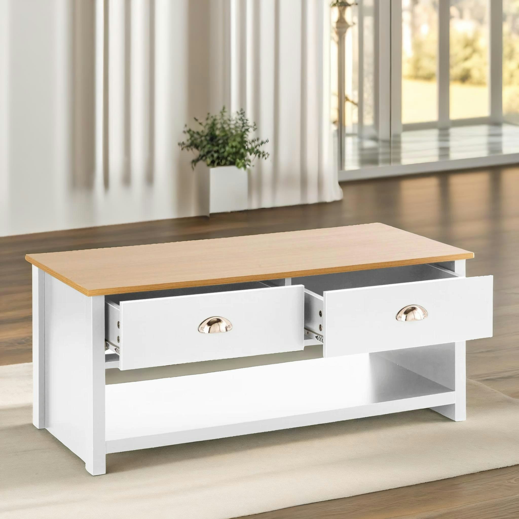 Rackhams Grain Coffee Table With 2 Drawers Oak