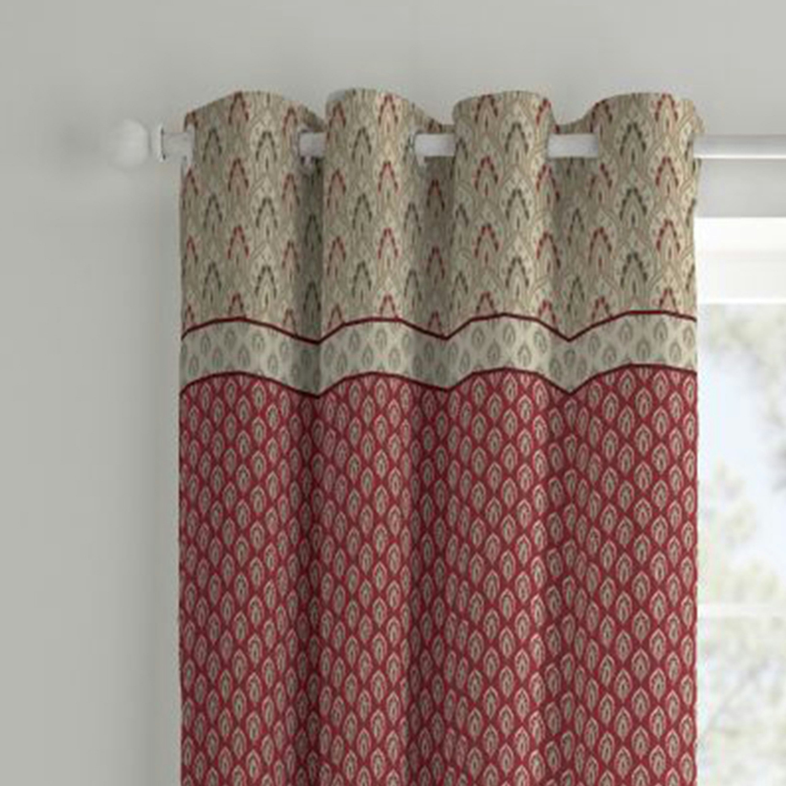 Catherine Lansfield Unisex Red Kashmir Lined Eyelet Curtains - Image 3