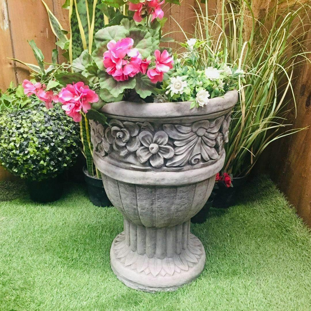 Osn Flower Design Stone Cast Garden Vase
