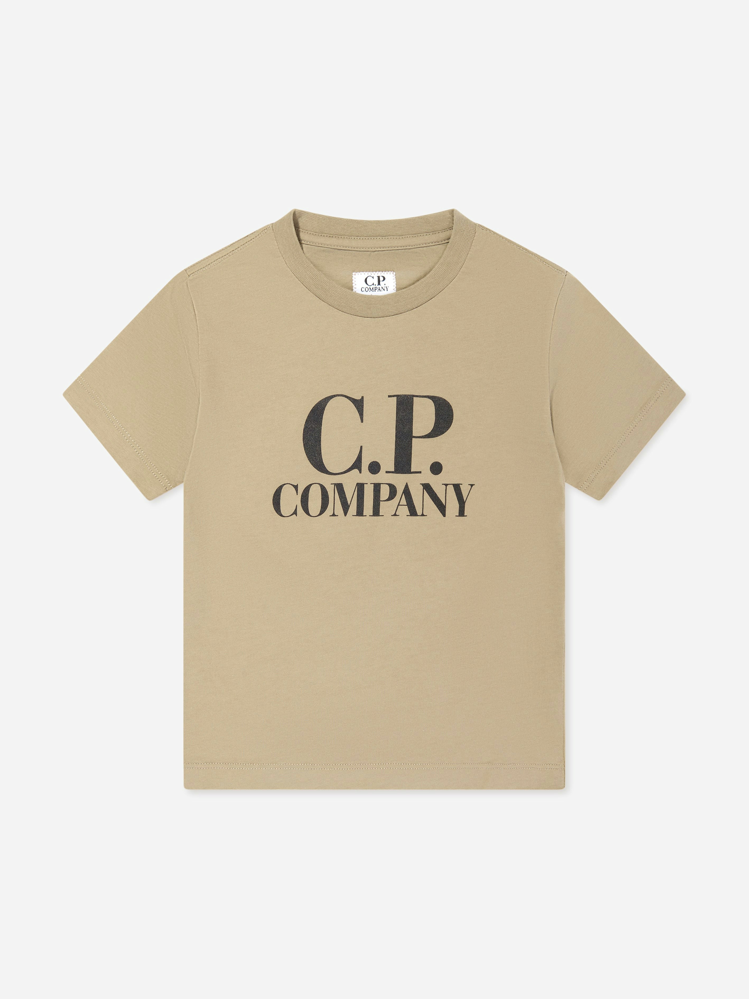 C.p. Company Boys Beige Logo Back Goggle T-Shirt In - 12 Yrs