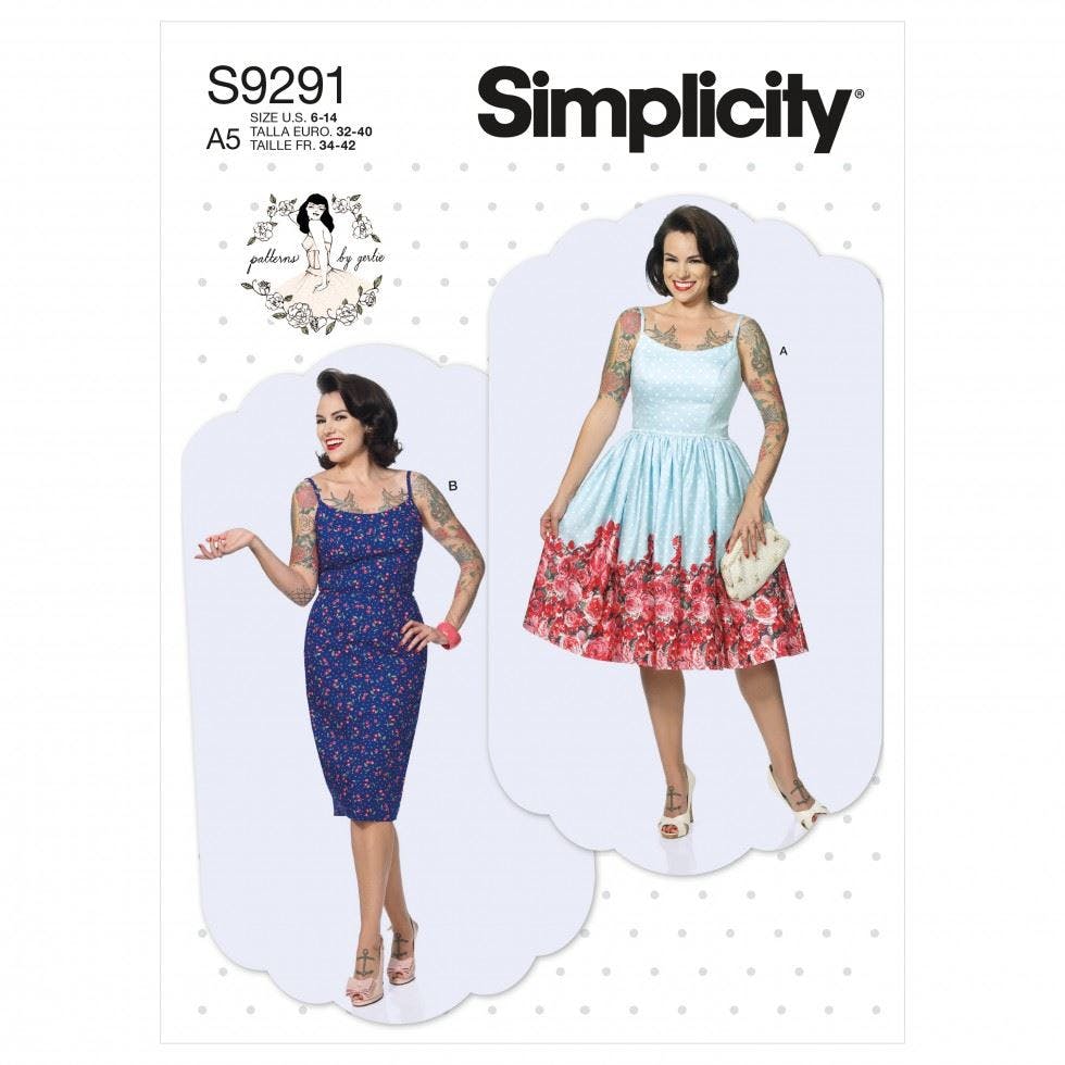 Simplicity Women's Sewing Pattern 9291, Dresses, Vintage Style For A5 (6-8-10-12-14) - Intermediate - E5 (14-16-18-20-22)