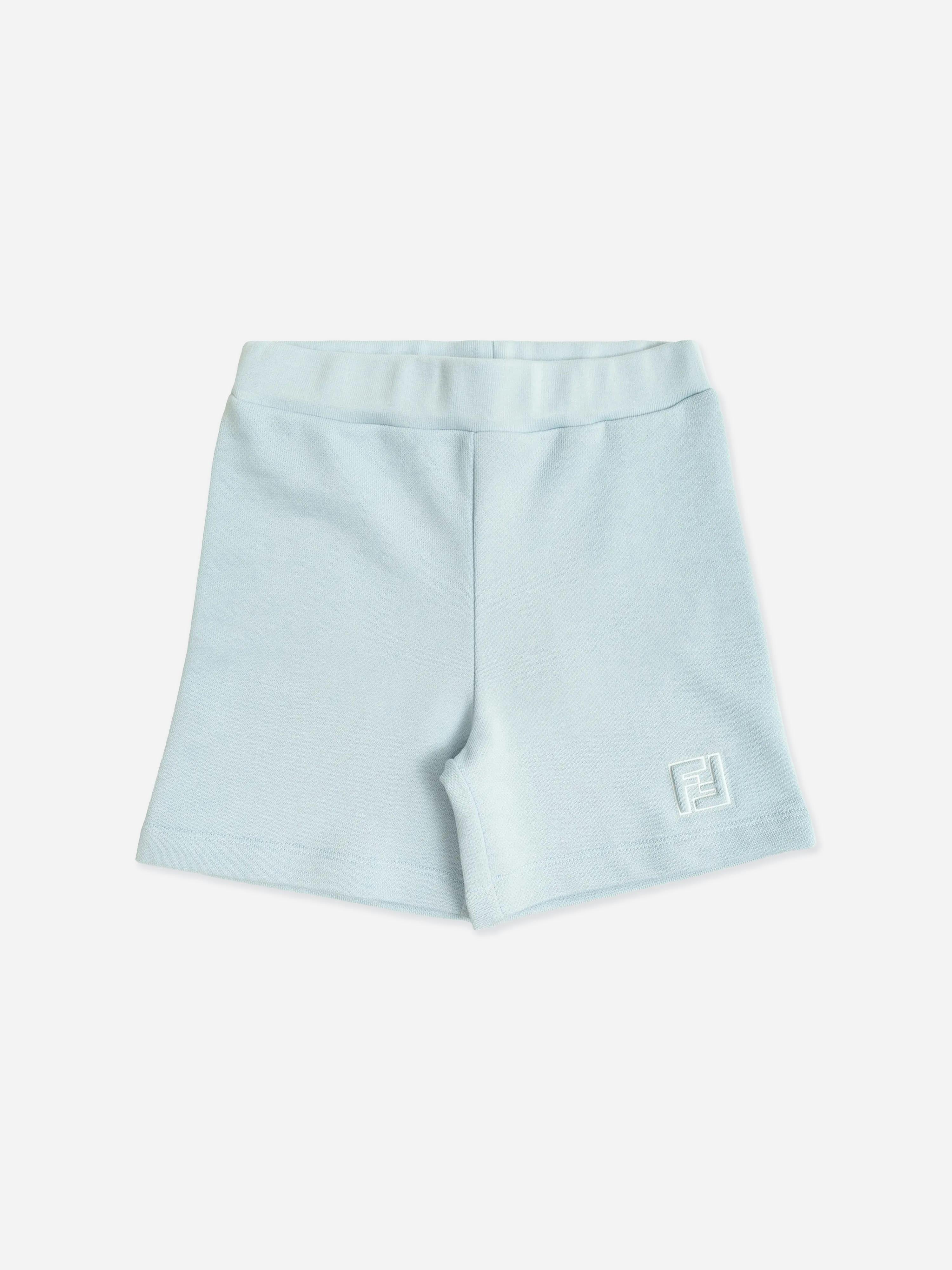 Fendi Kids Boys Blue Fendi Baby Logo Shorts In - 18 Months