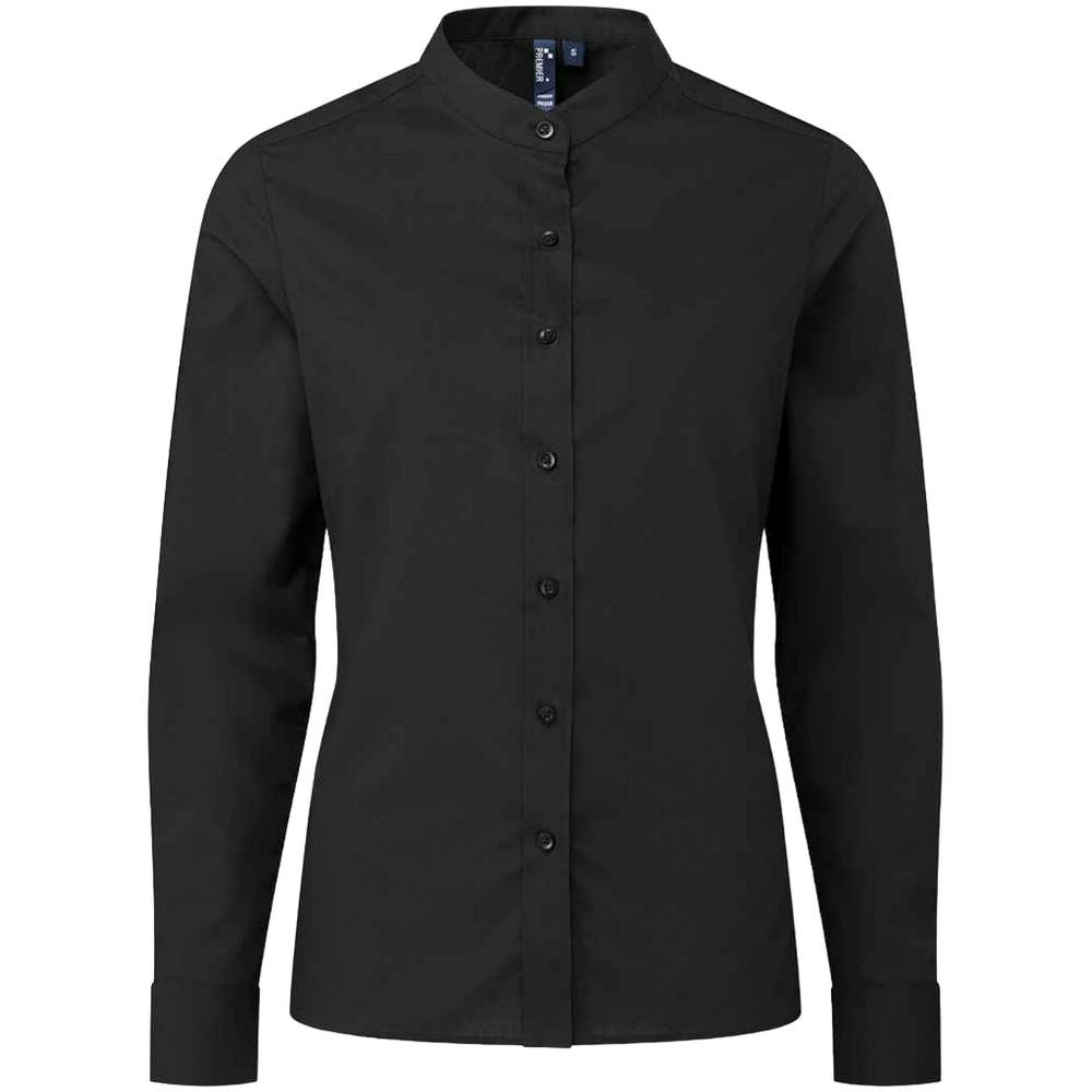 Premier Women's Black Banded Grandad Collar Formal Shirt In | Size: Small - Image 3