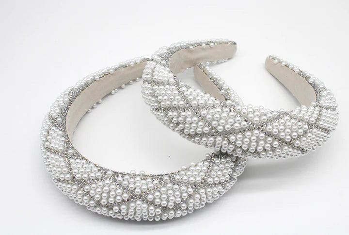 Svnx Lattice Style Crystal Gems And Pearl Headband - One Size