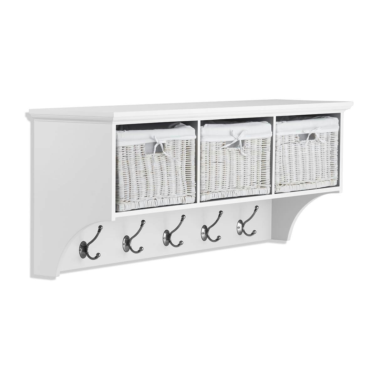 Statement Furniture White Tetbury Large Hanging Shelf With Wicker Storage Baskets