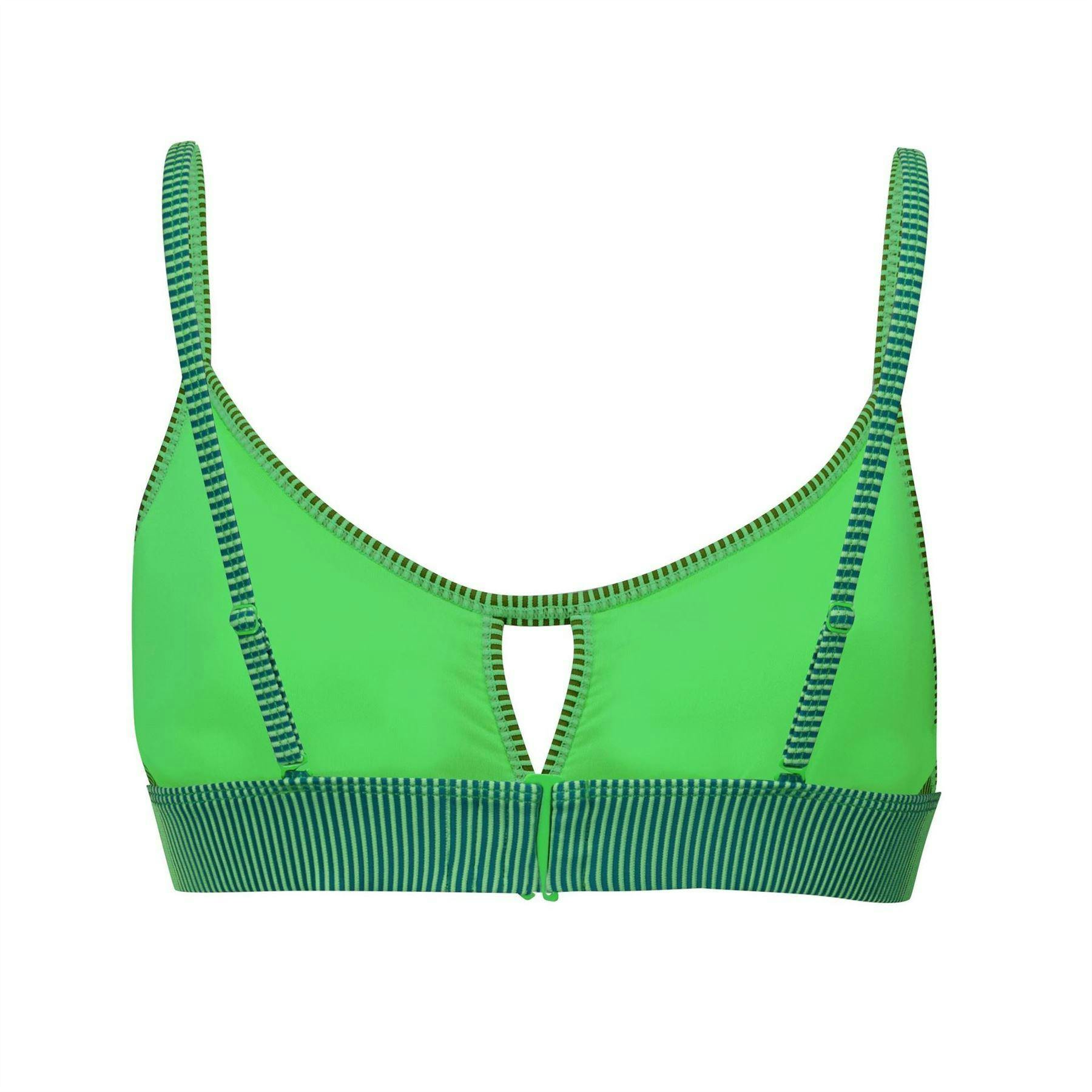 Puma Women's Green Peek A Boo Stripe Bikini Top - 8 Uk - 100% Mixed