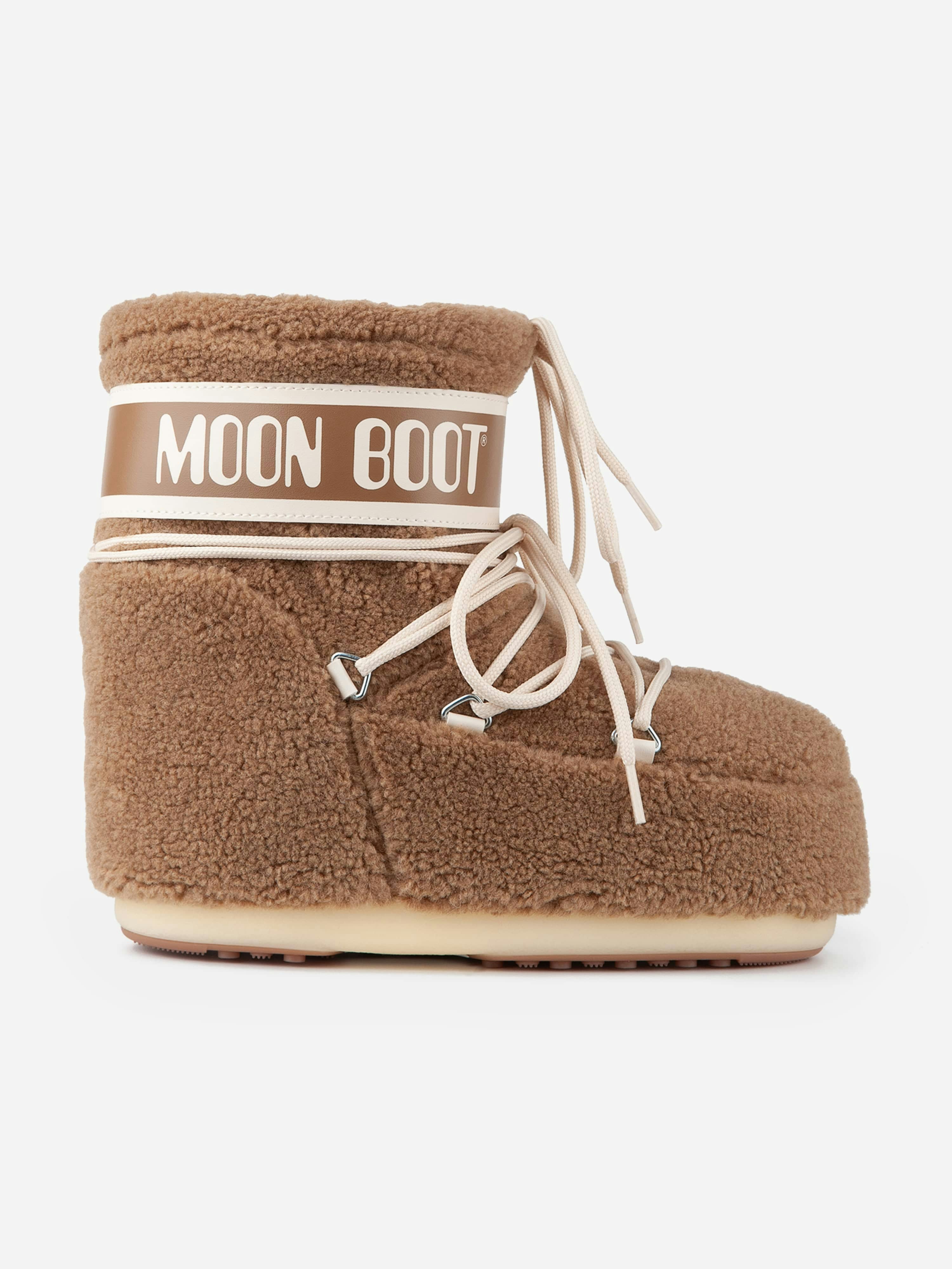 Moon Boot Boys Brown Kids Icon Low Fleece Boots In - Eu 33 - 35 Uk 1 - 2.5