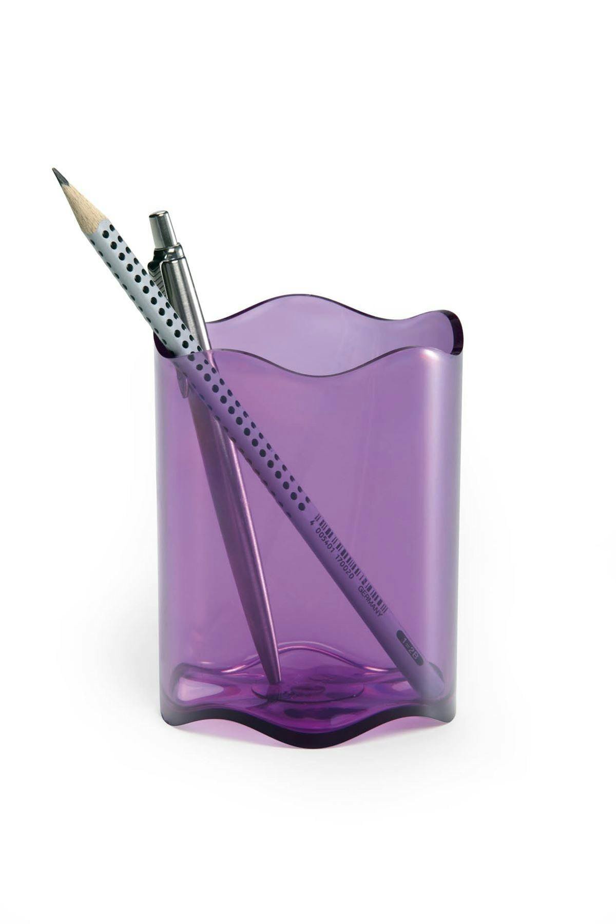 Rackhams Purple Trend Pen Pot Pencil Holder Desk Tidy Organiser | 6 Pack | Clear