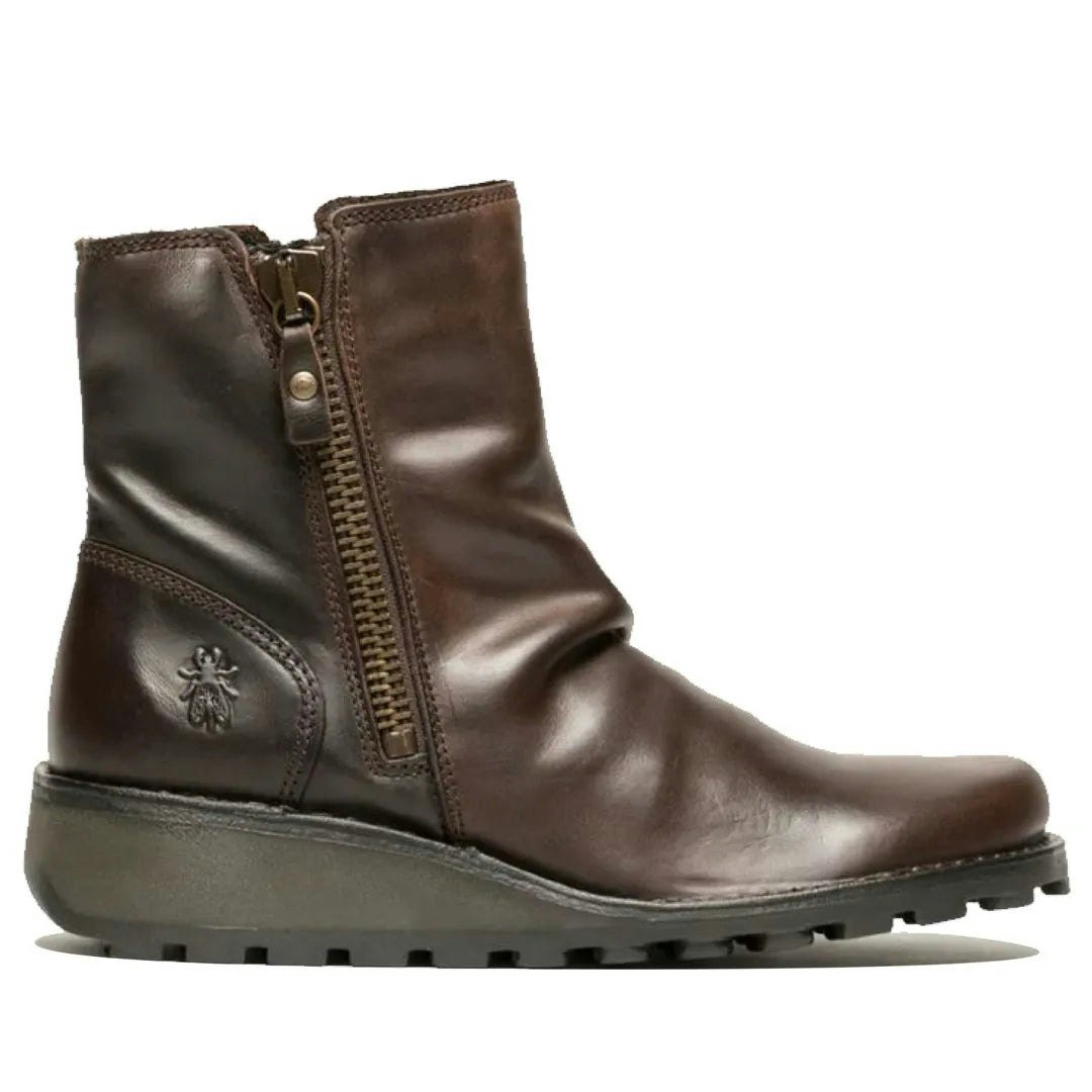 Fly London Women's Brown Mon944fly - Wedge Heel Leather Ankle Boots - Uk 5
