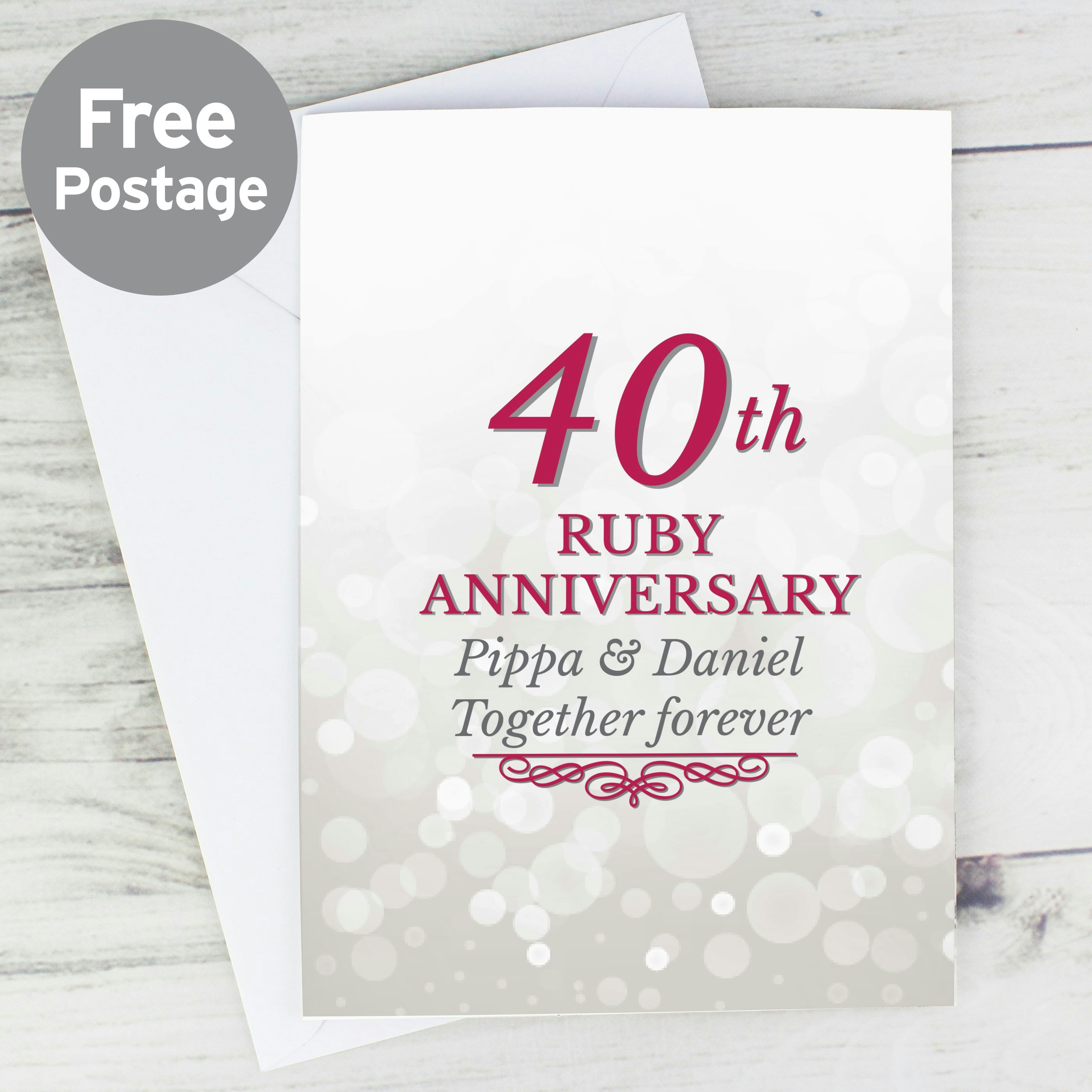 Personalised Memento Company Personalised 40Th Ruby Anniversary Card