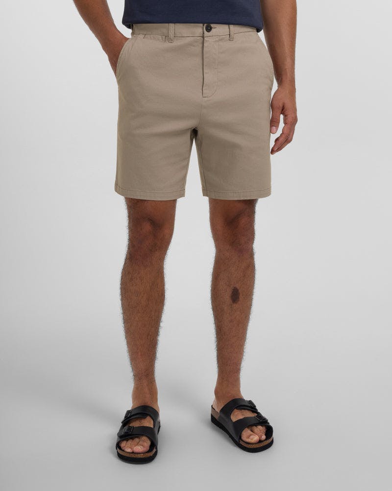 Steel & Jelly Slim Fit Cotton Stretch Chino Shorts - Stone - 34R