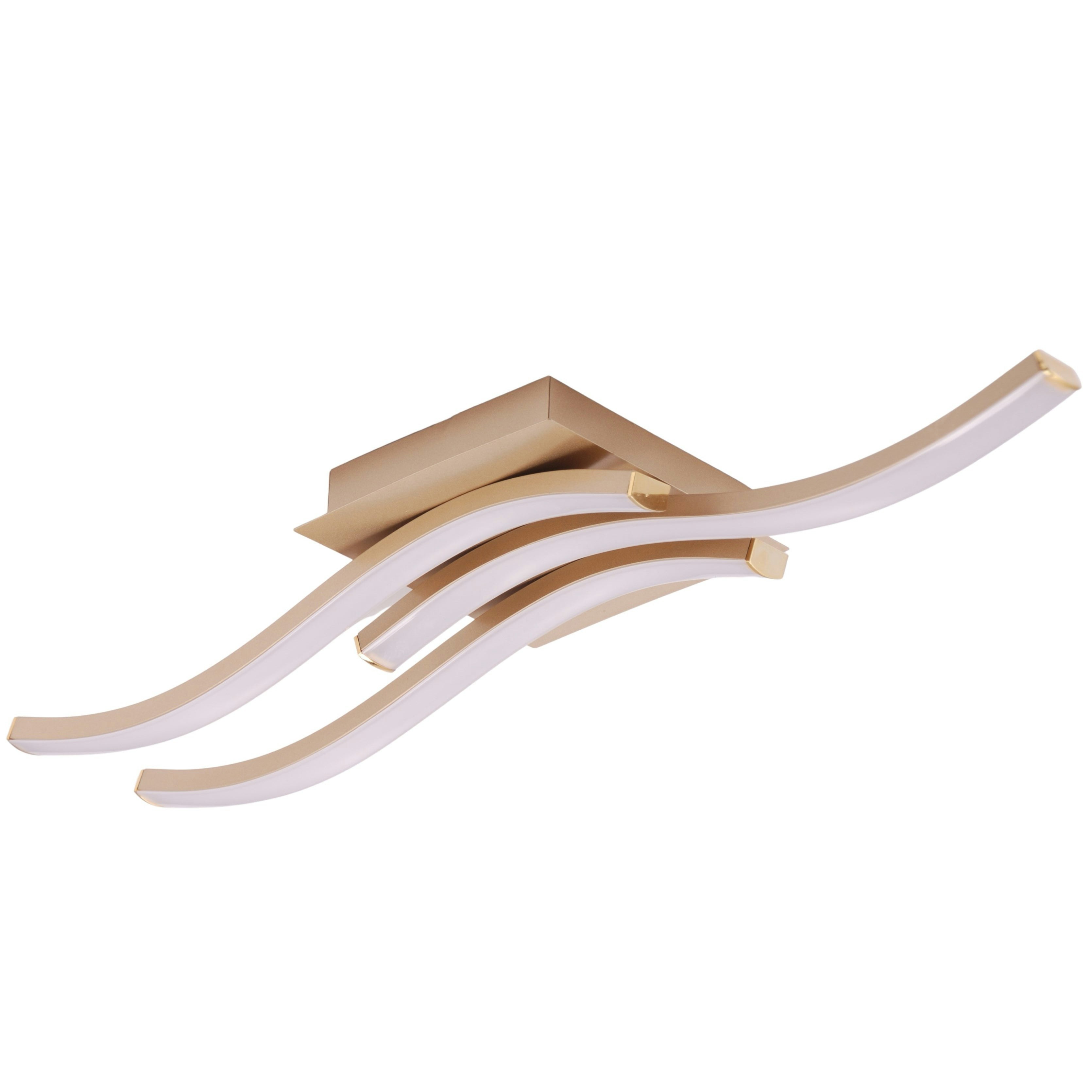 Rackhams Light/Gold Modern Triple Wavy Strip Flush Led Ceiling Fixture In Matte Sand
