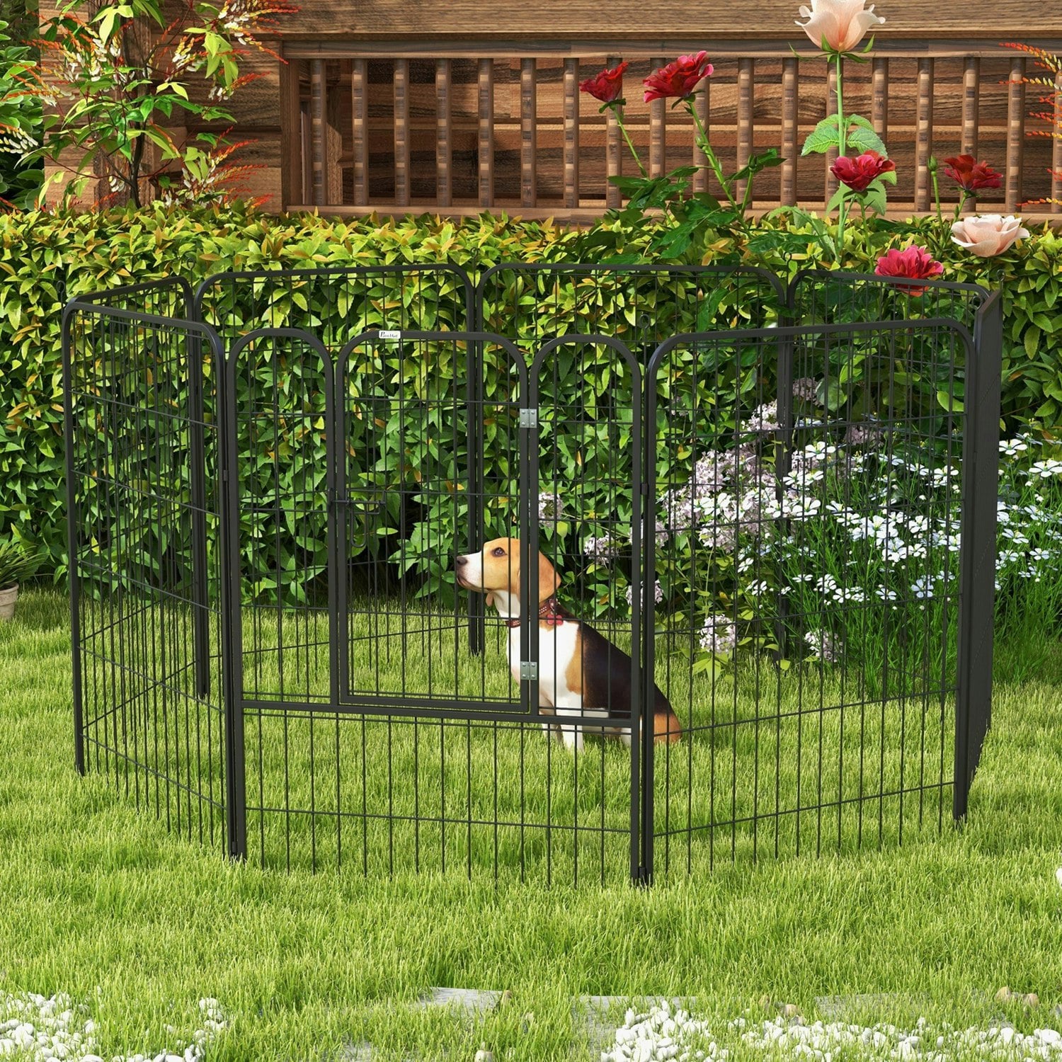 Pawhut 8 Panels Heavy Duty Puppy Play Pen For Large, Medium Dogs 100Hcm