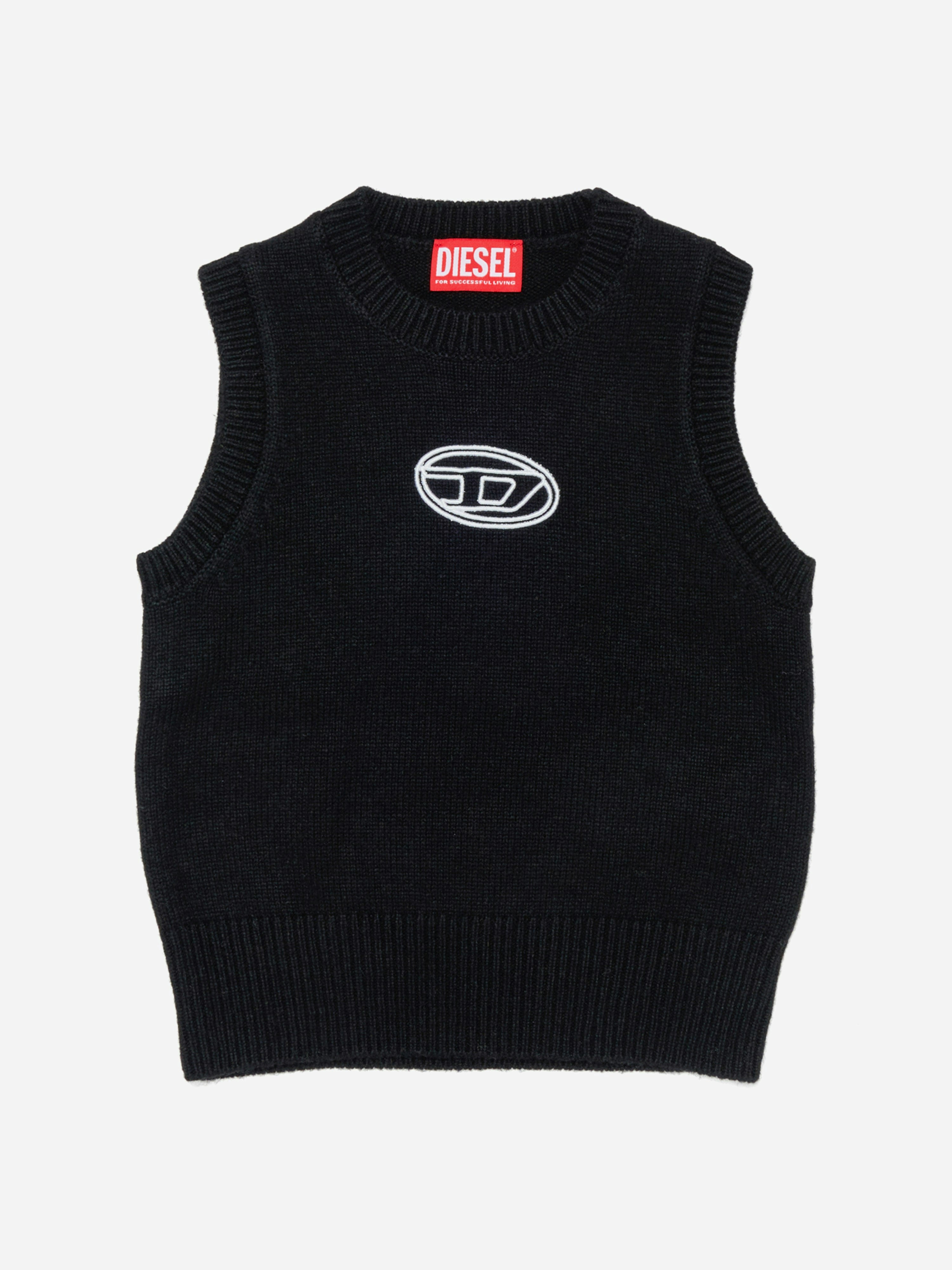 Diesel Girls Black Logo Sweater Vest In - 4 Yrs
