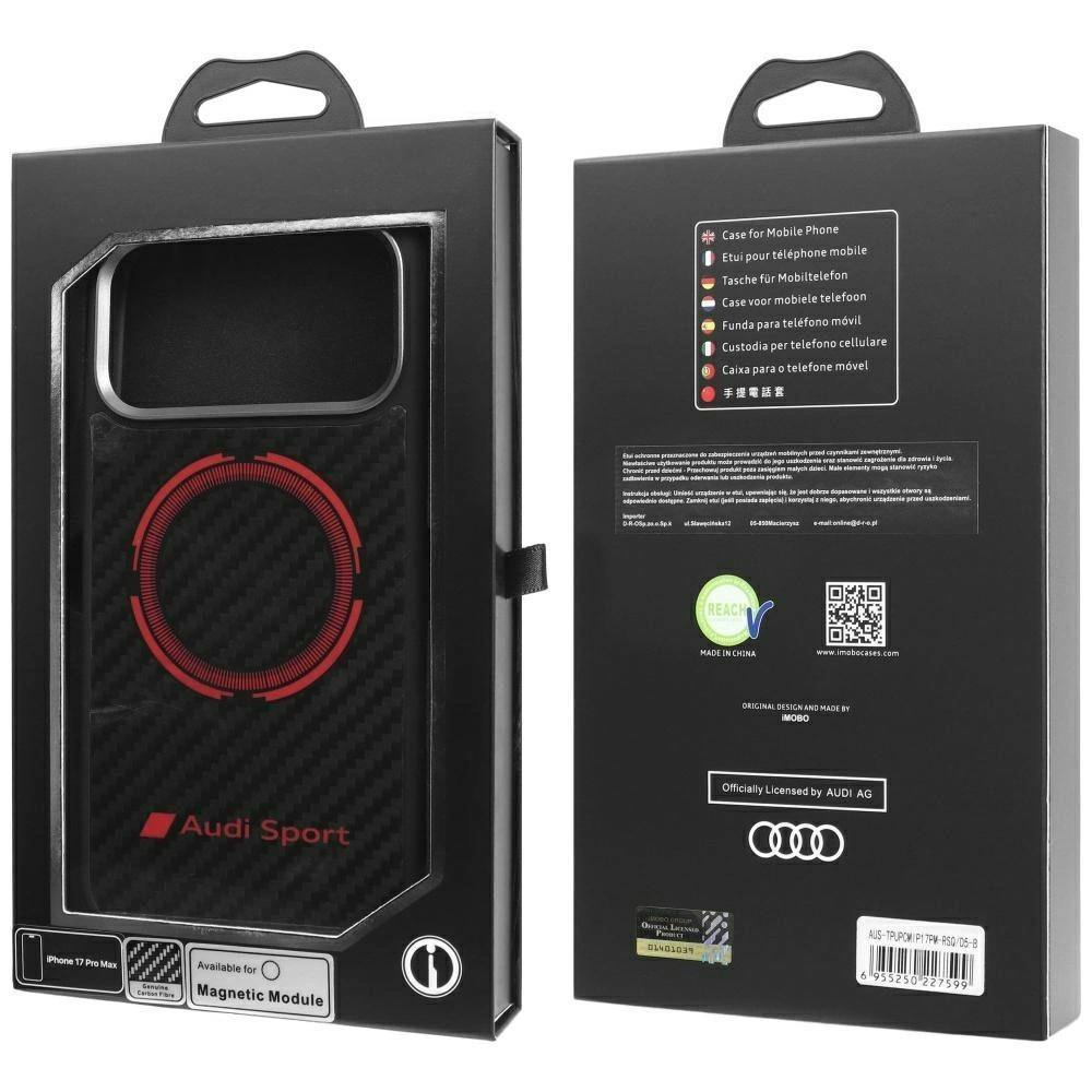 Audi Red/Black Rsq Carbon Fiber Sports Circle Hardcase With Magsafe For Iphone 17 Pro Max 6.9" Black/ - Aus-Tpupcmip17pm-Rsq/D5-Bk