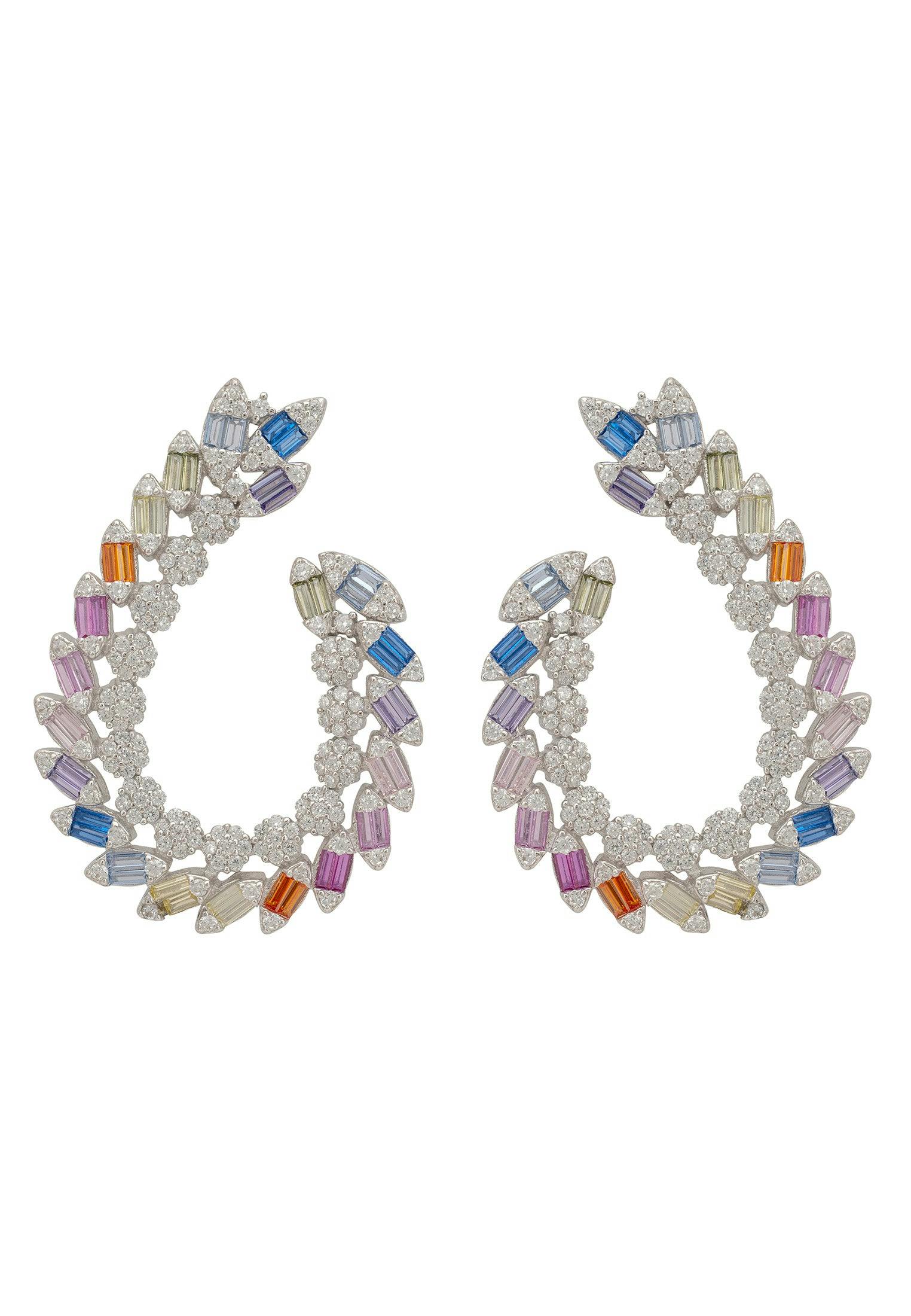 Latelita Silver Harlequin Rainbow Hoop Earrings