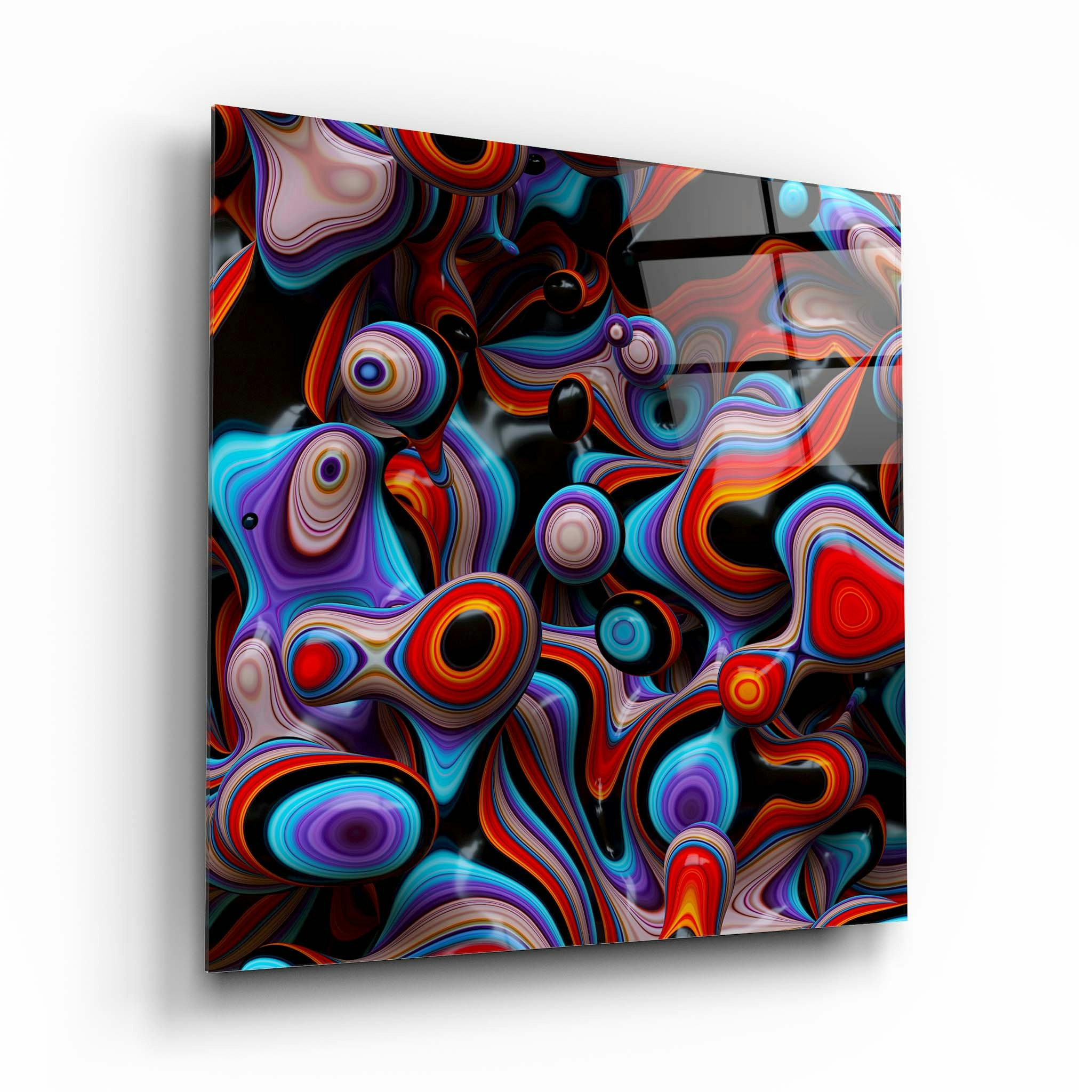 Rackhams Colorful Abstract Glass Wall Art - 60X60cm - Tempered Glass (4 Mm)