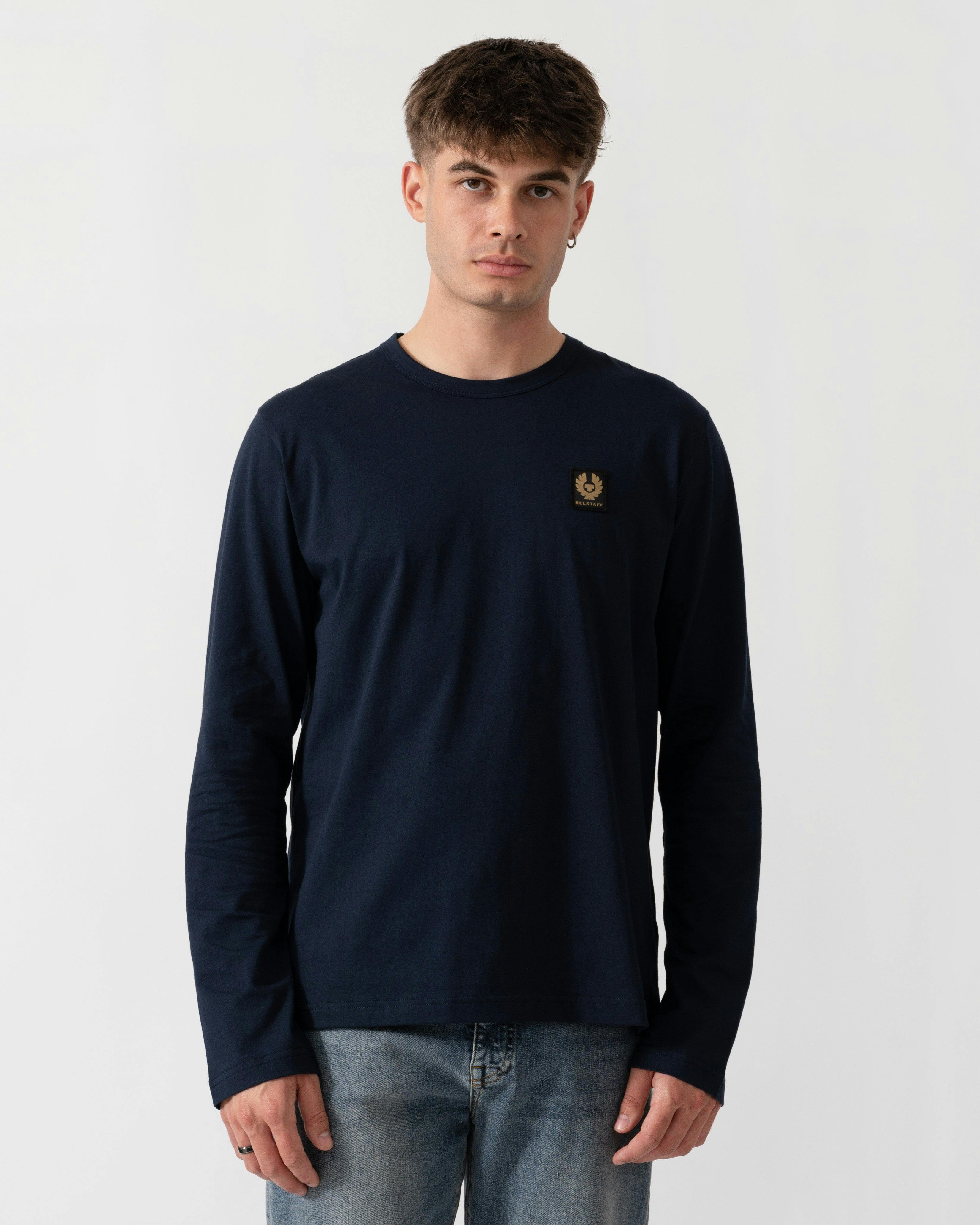 Belstaff Men's Dark Long Sleeved Logo T-Shirt - Ink - Ink - L