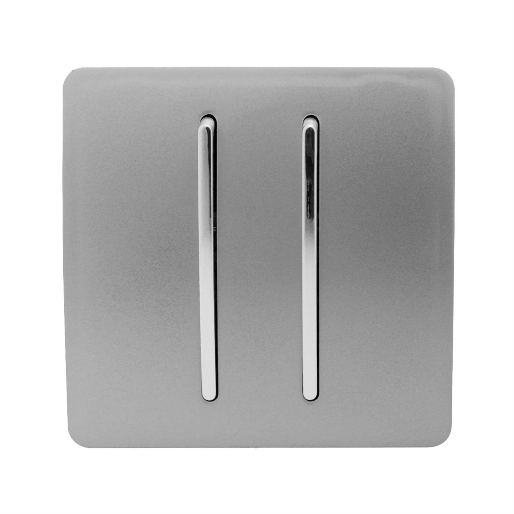 Trendi Switch Light/Grey 2 Gang 1 Or 2 Way Rocker Switch In