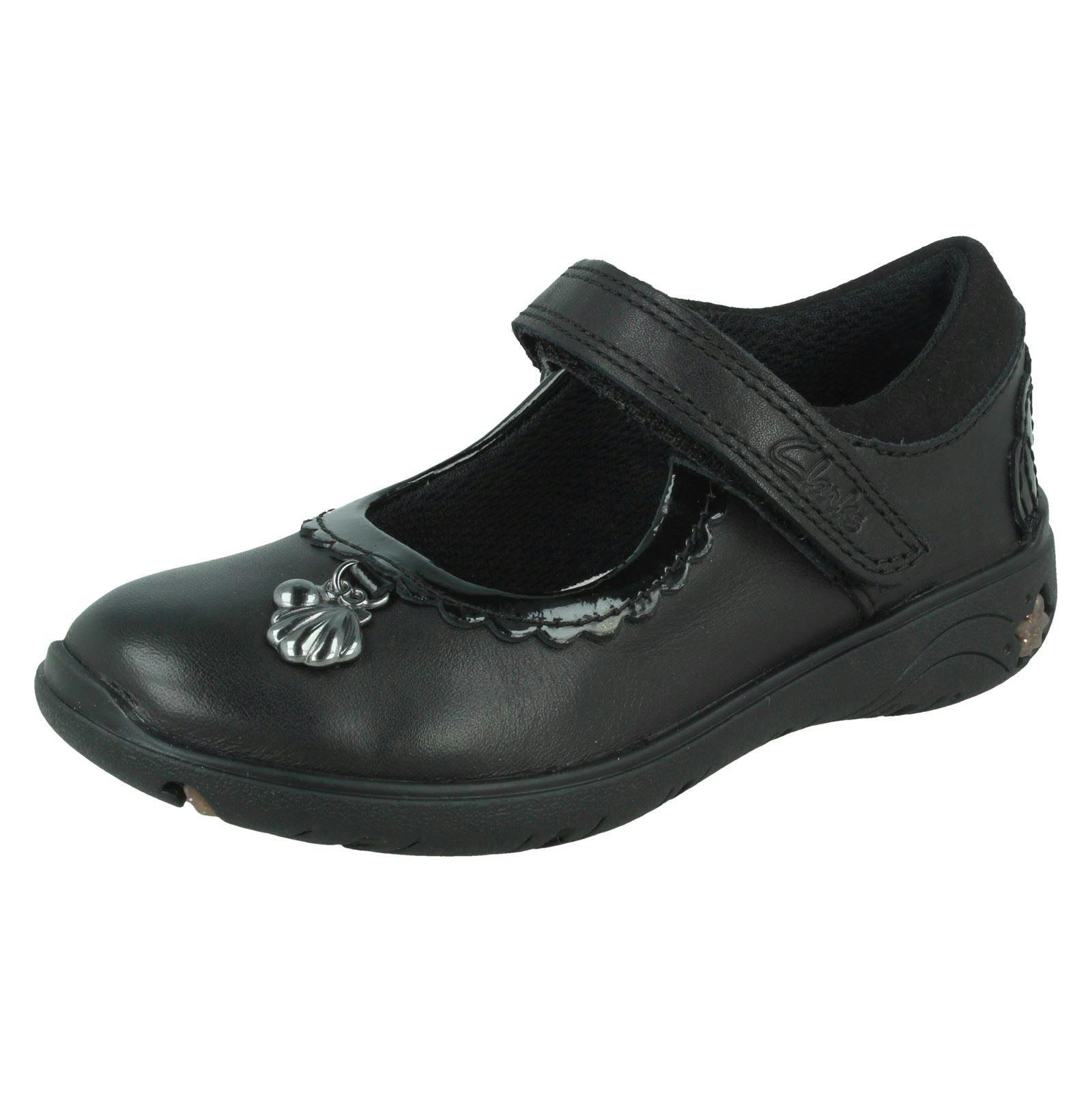 Clarks Girls Black Formal School Shoes Sea Shimmer T - Leather - Uk 8.5 Child - G
