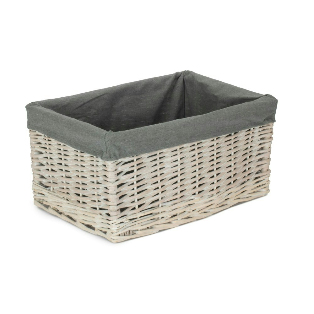 Red Hamper Red/Grey Hamper Whitewash Lined Open Wicker Storage Basket - Large