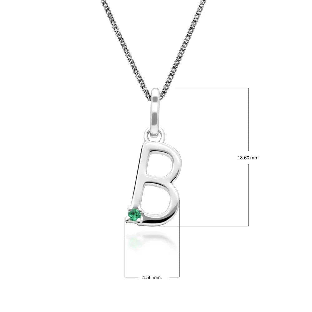 Gemondo White/Gold Initial Emerald Letter Charm Necklace In 9Ct - B