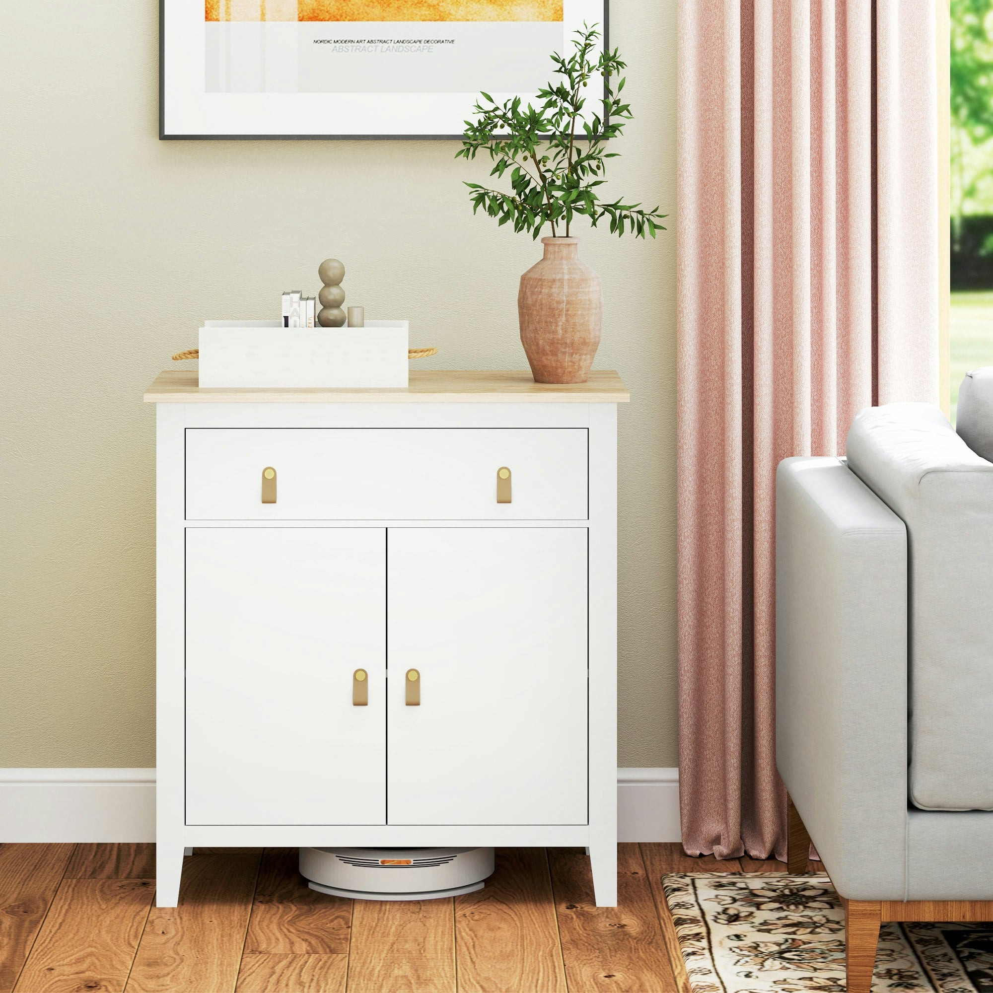 Homcom Unisex White Sideboard With Drawer, Adjustable Shelf For Living Room In - Image 3