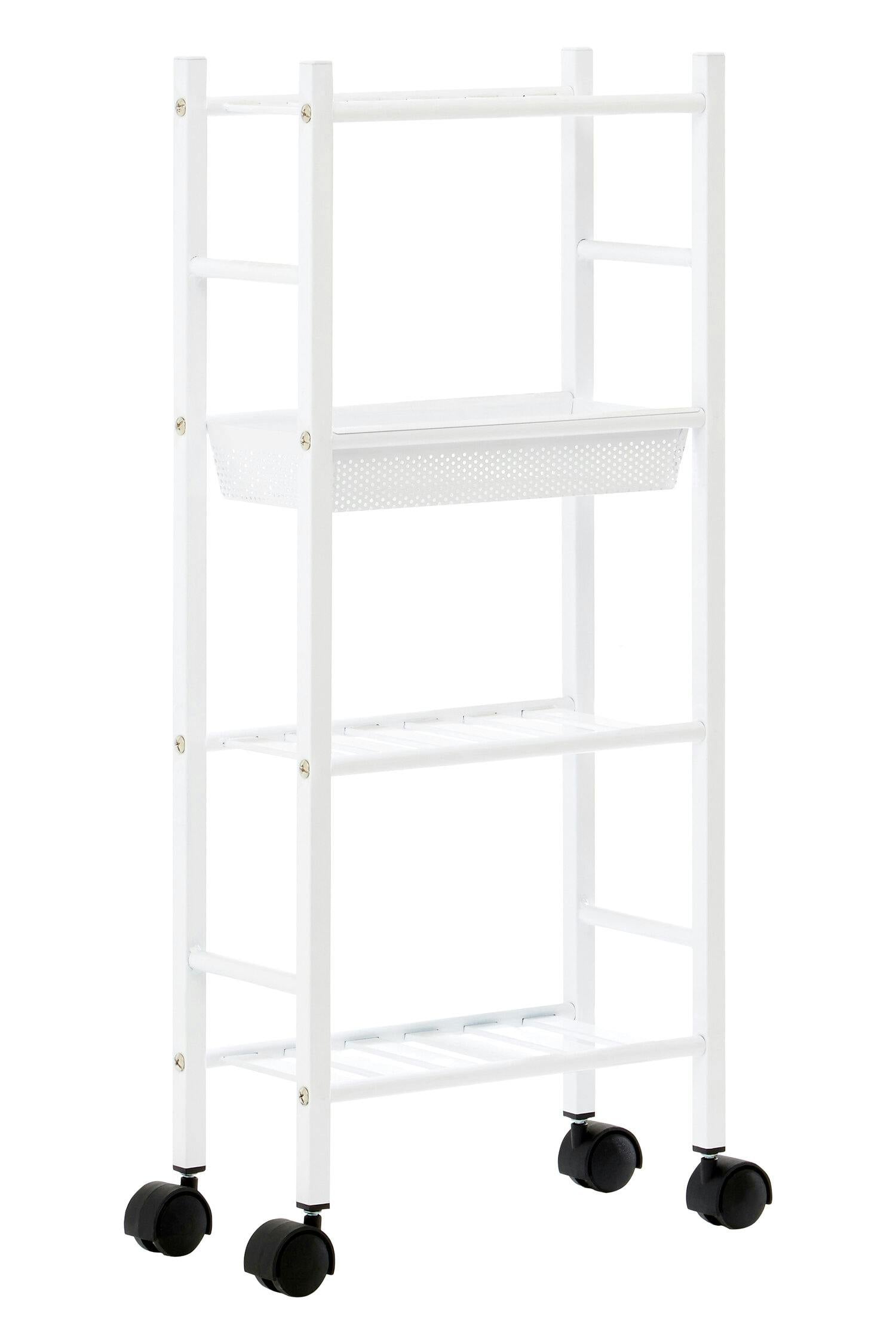 B&Q - Dara 4 Tier White Trolley With Basket - Image 2