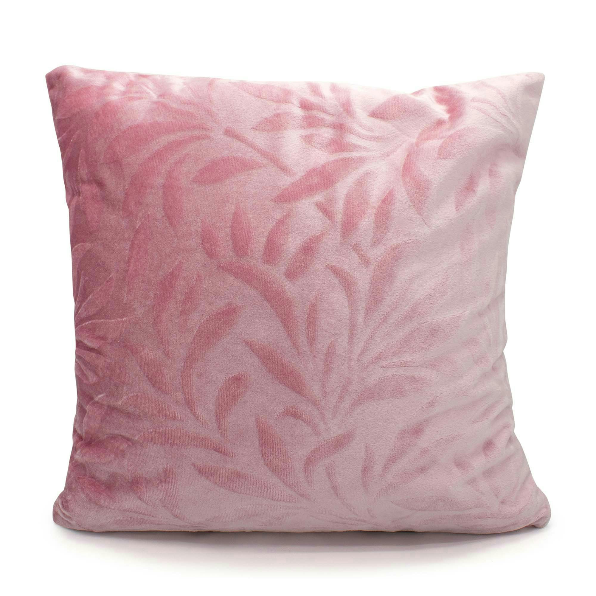 Rackhams Pink Soft Touch Velvet Flock Leaf Cushion - 43Cm X 43Cm